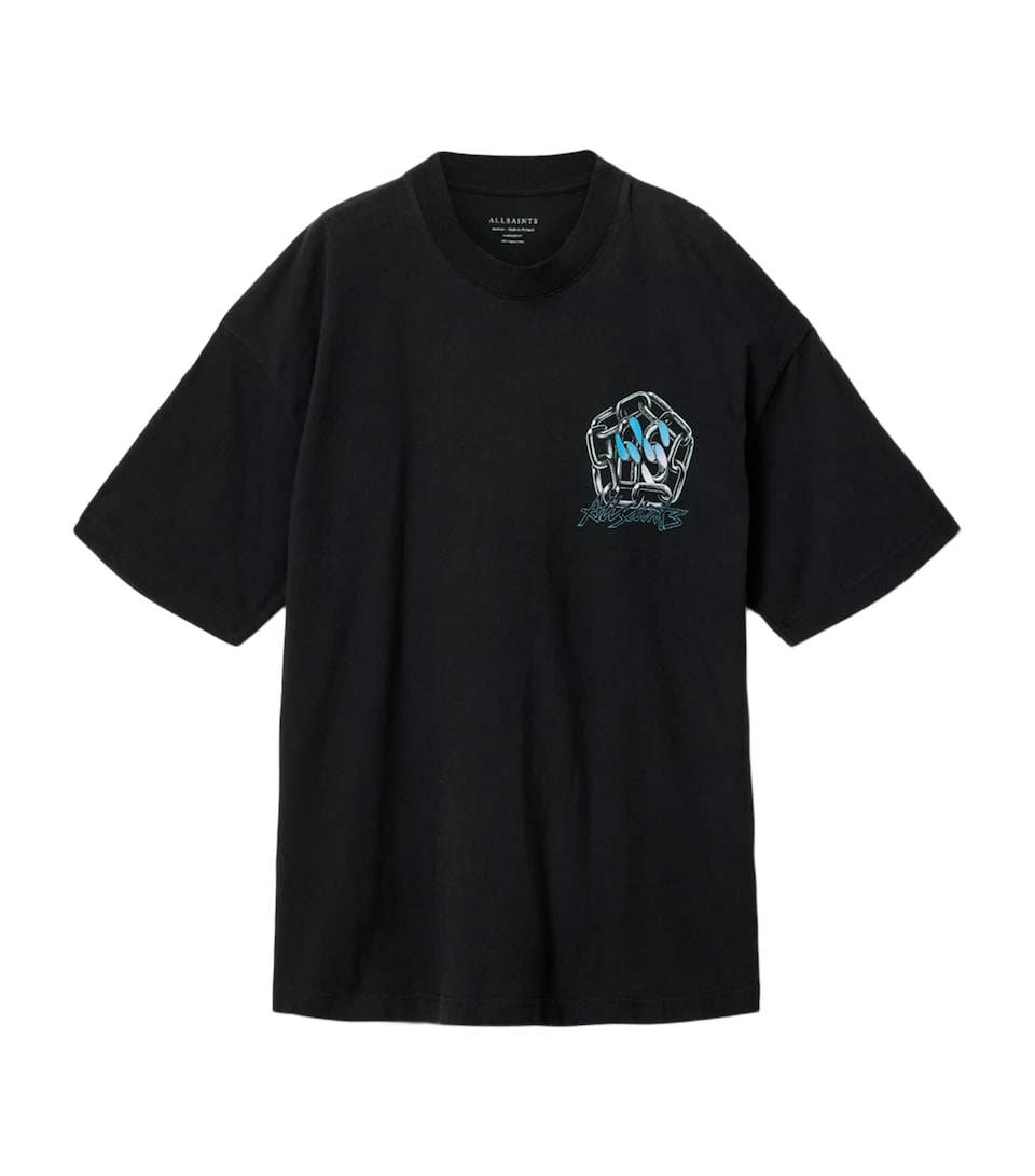 AllSaints Mens Organic Cotton Affix T-Shirt Washed Black