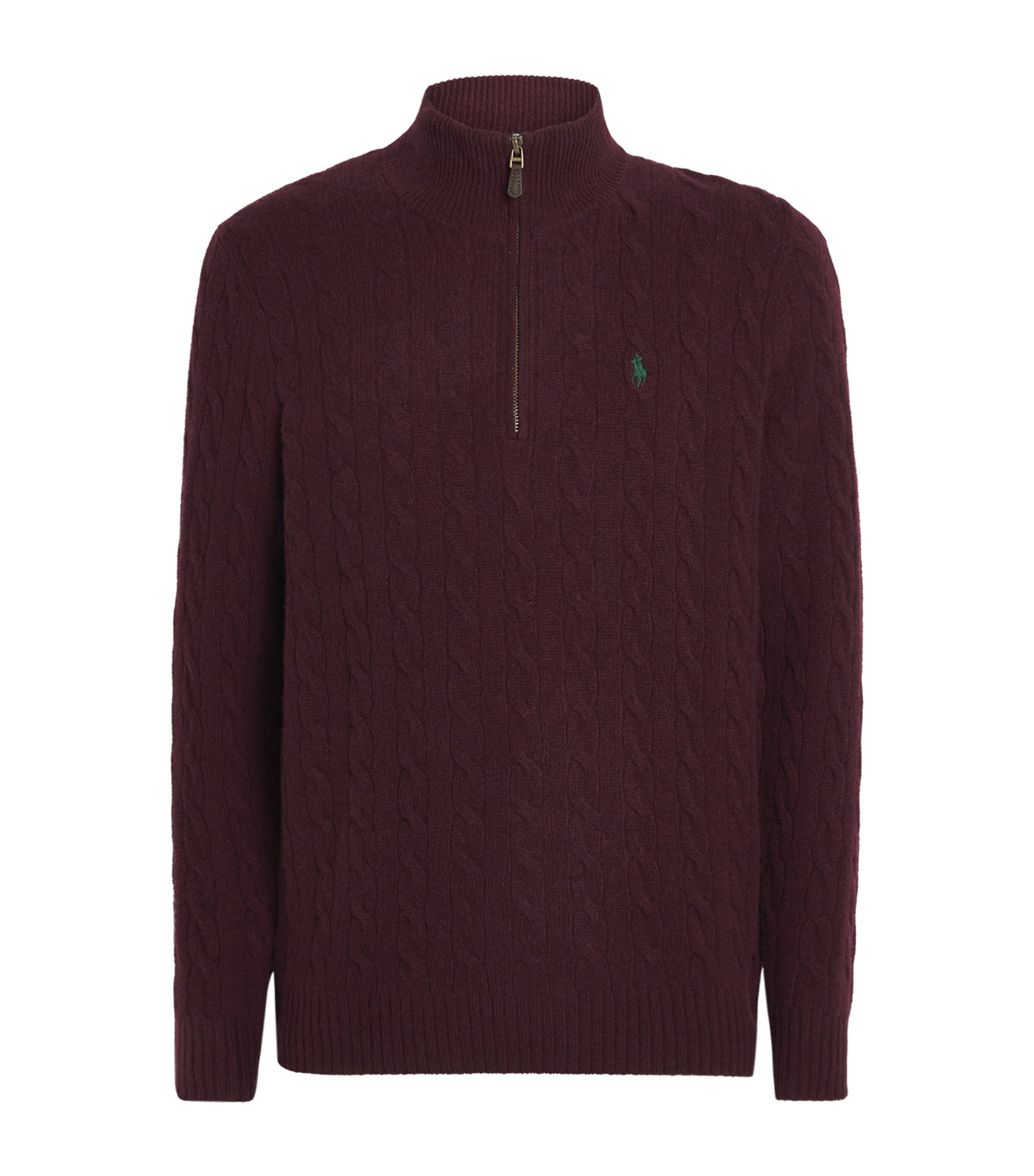 Polo Ralph Lauren Mens Wool-Cashmere Quarter-Zip Sweater Aged Wine Heather