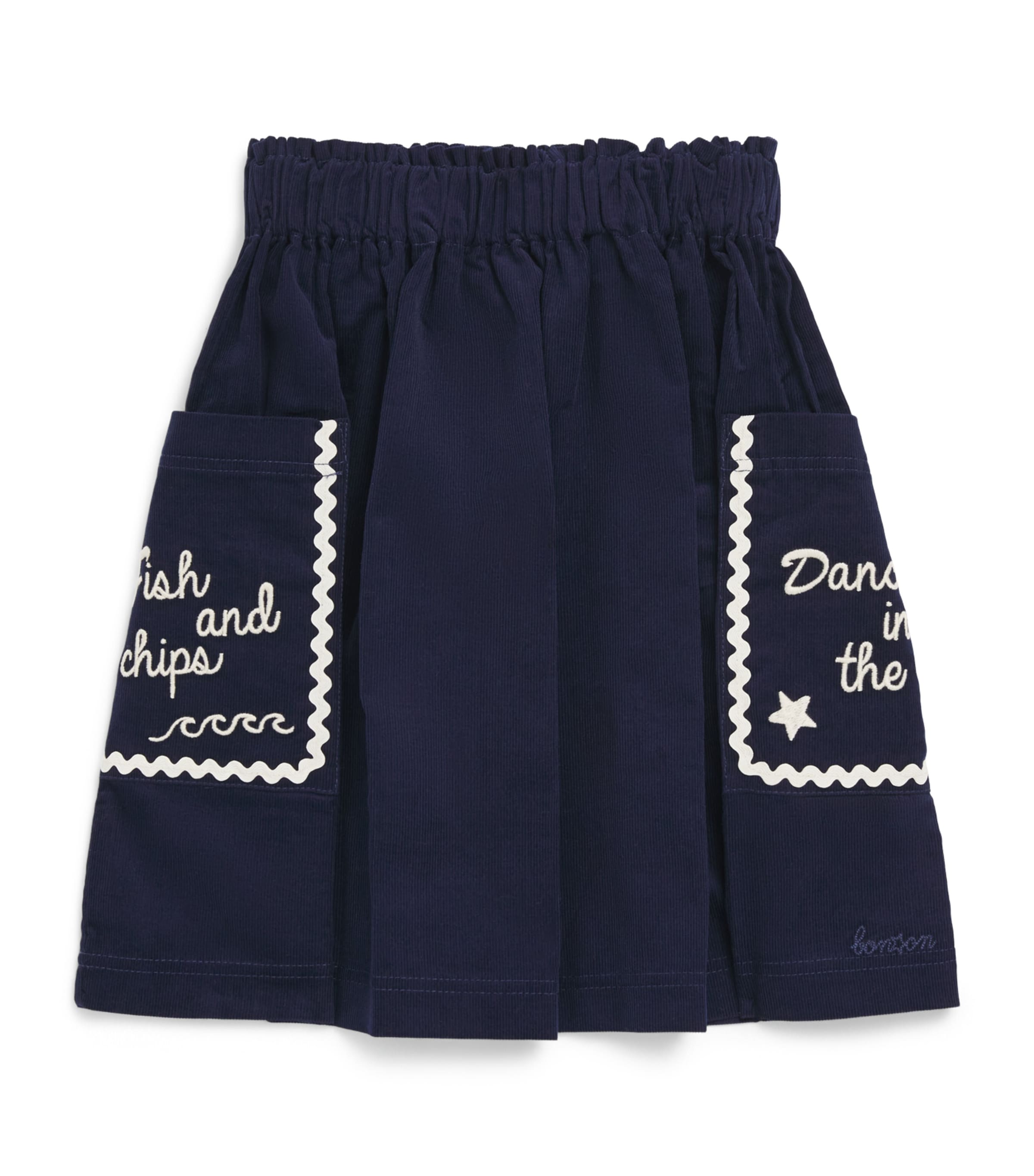 Bonton Corduroy Embroidered Skirt (2-14 Years) Sailor Blue