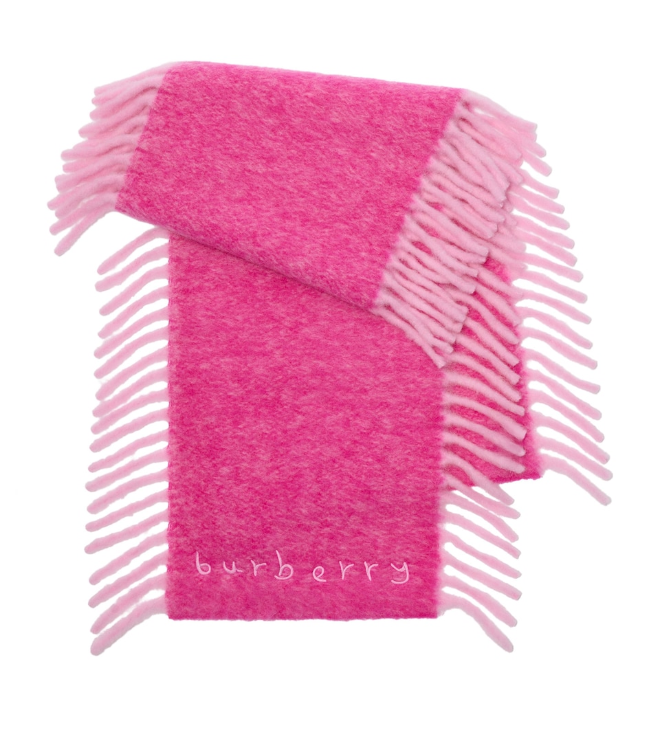 Burberry Alpaca Wool-Blend Happy Scarf Bow Pinkjam