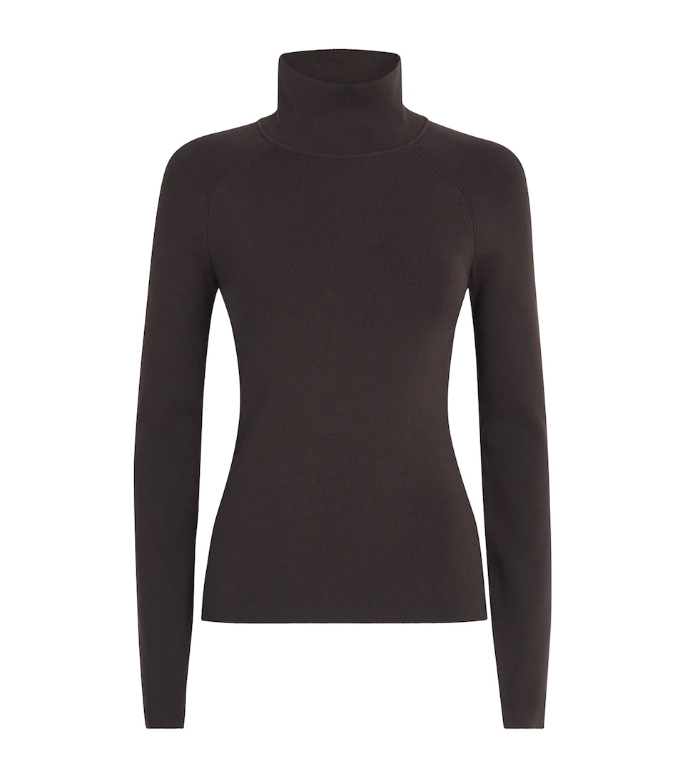 Joseph Womens Silk-Blend High-Neck Lola Top Espresso