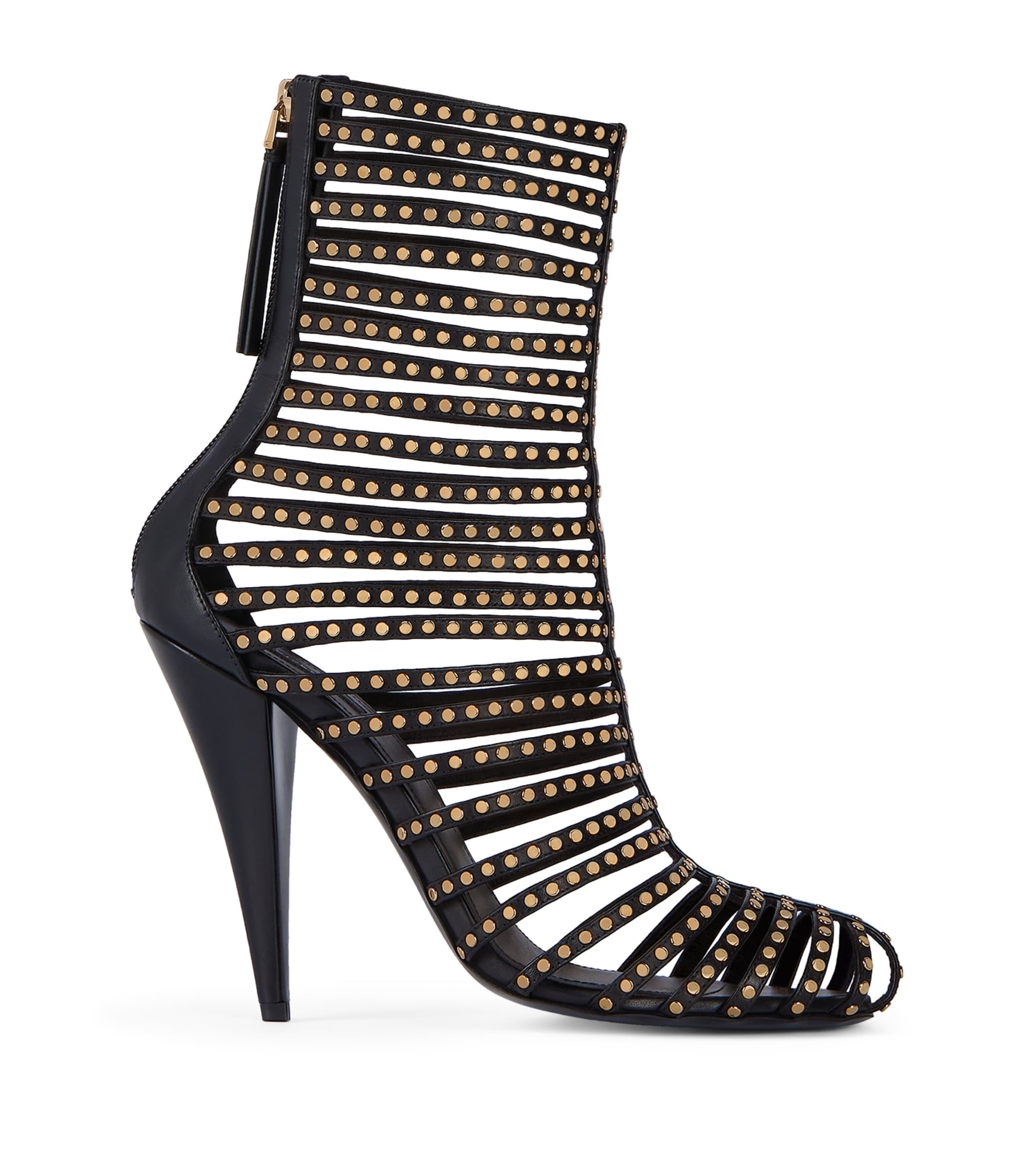 Leather Embellished-Strap Boots 95