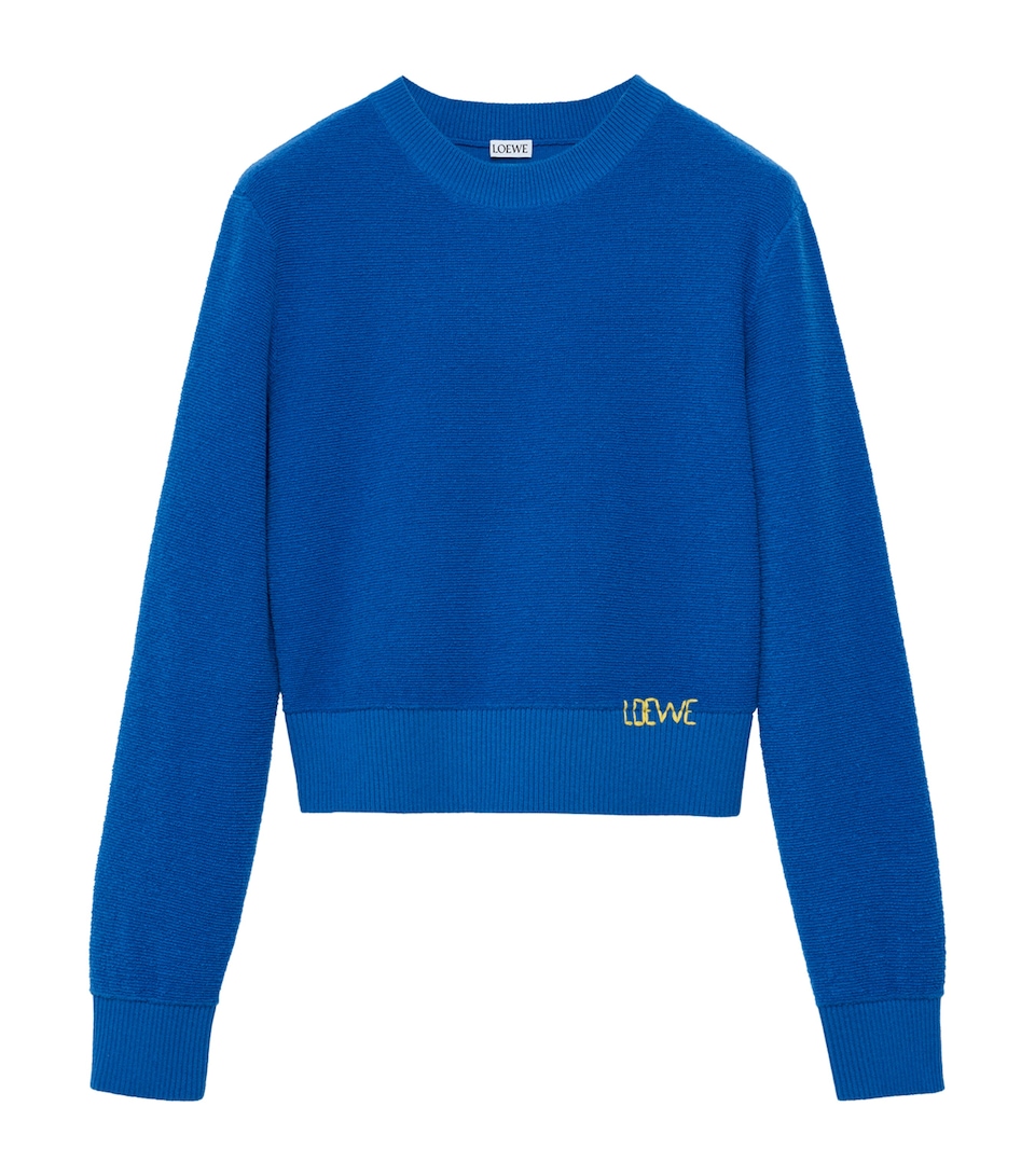 LOEWE Womens Wool-Blend Embroidered Sweater Indigo Blue