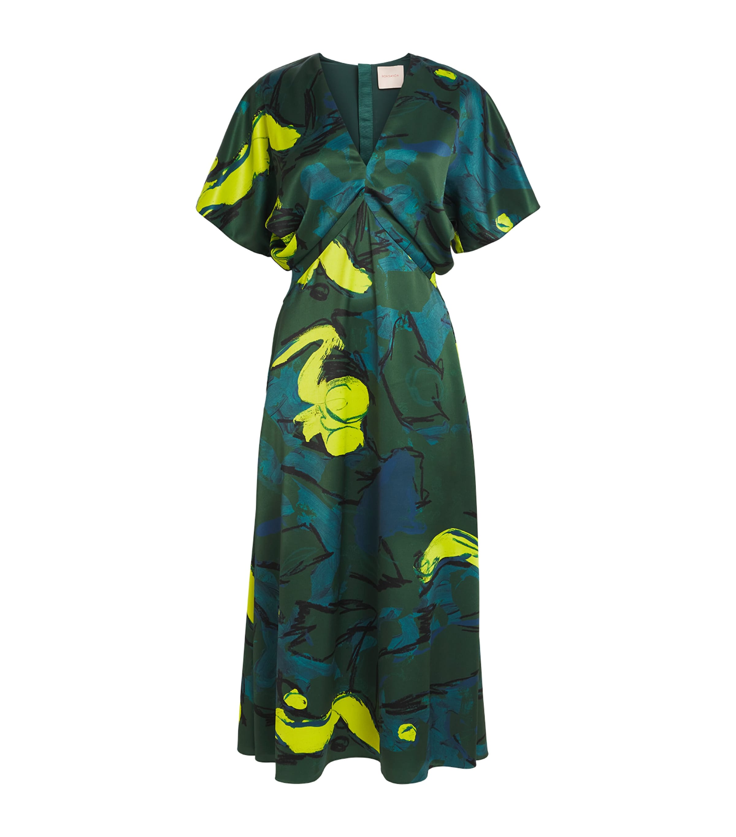 Roksanda Womens Printed Sadee Midi Dress Brush/chartreuse