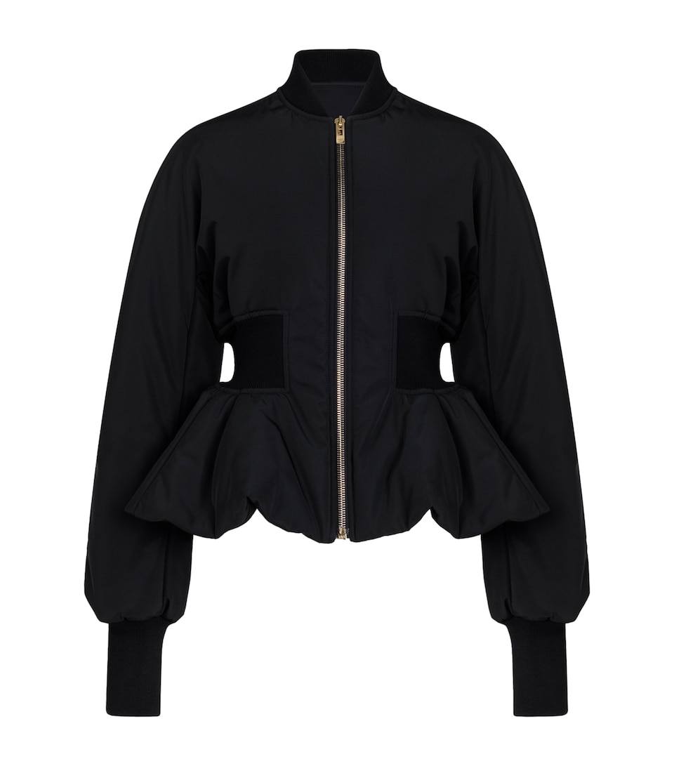 Alaïa Womens Peplum Bomber Jacket Noir