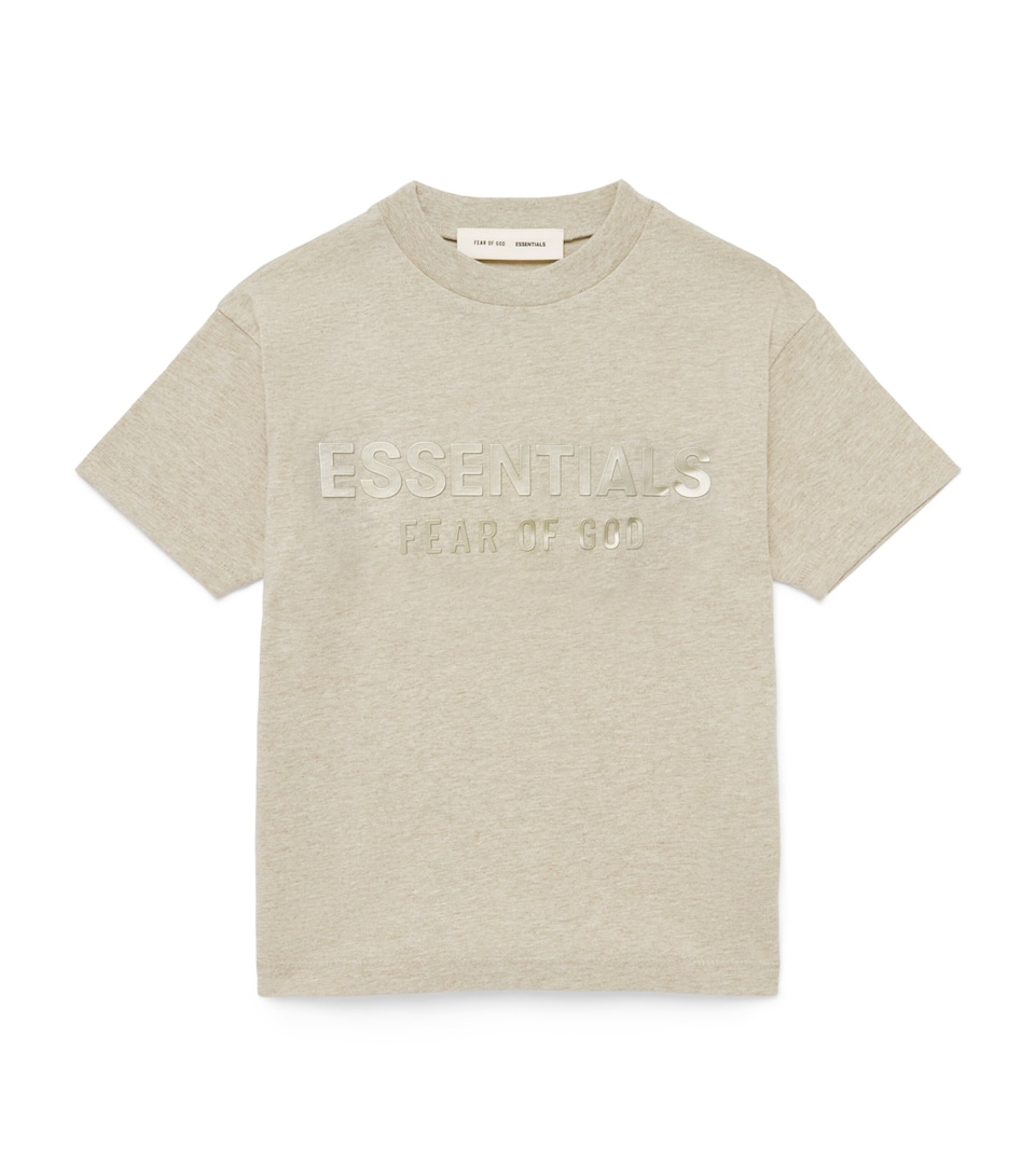 FEAR OF GOD ESSENTIALS KIDS Cotton Logo T-Shirt (2-7 Years) Heather Stone