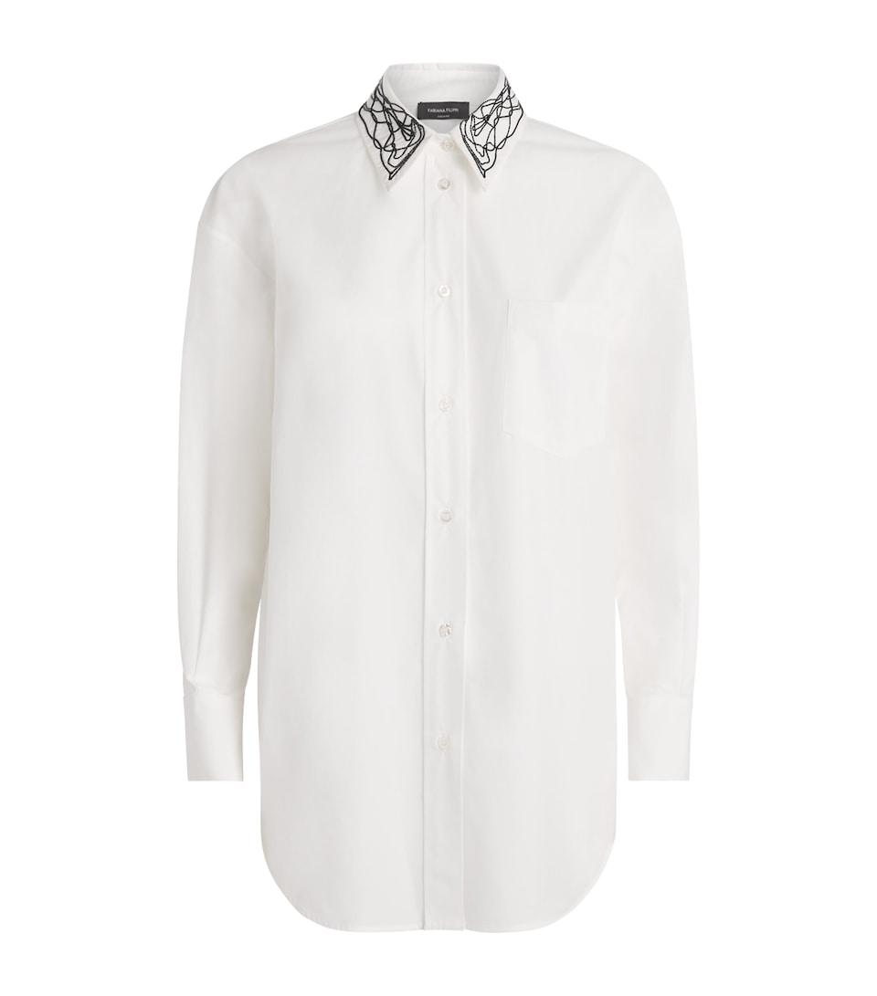 Fabiana Filippi Womens Cotton Embellished Shirt Bianco/blu