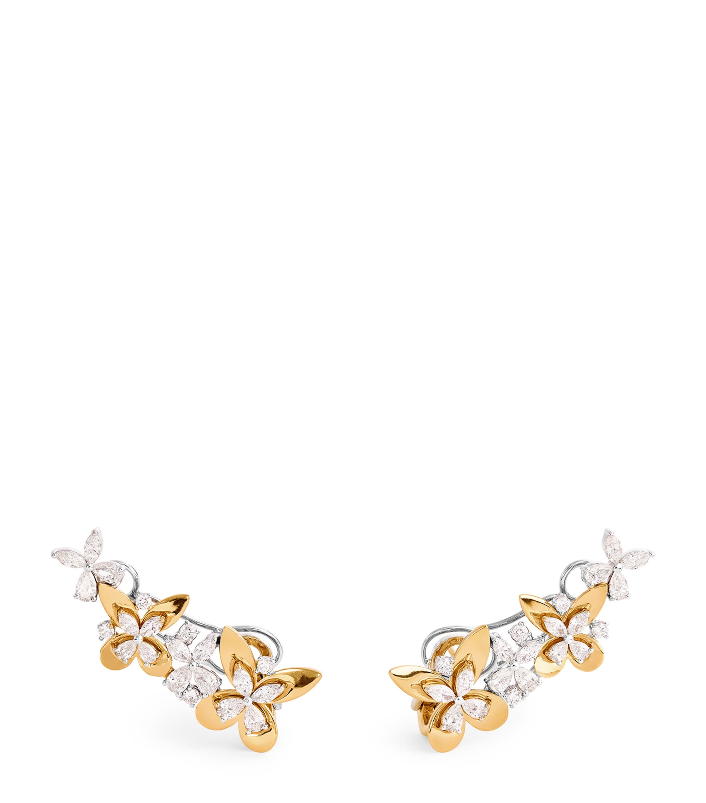Yellow Gold and Diamond Butterfly Earrings