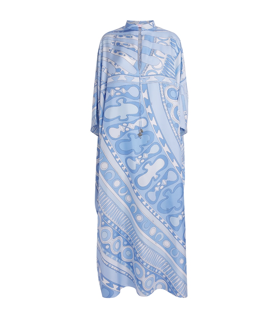 PUCCI Womens Silk Orchidee Kaftan Maxi Dress Pale