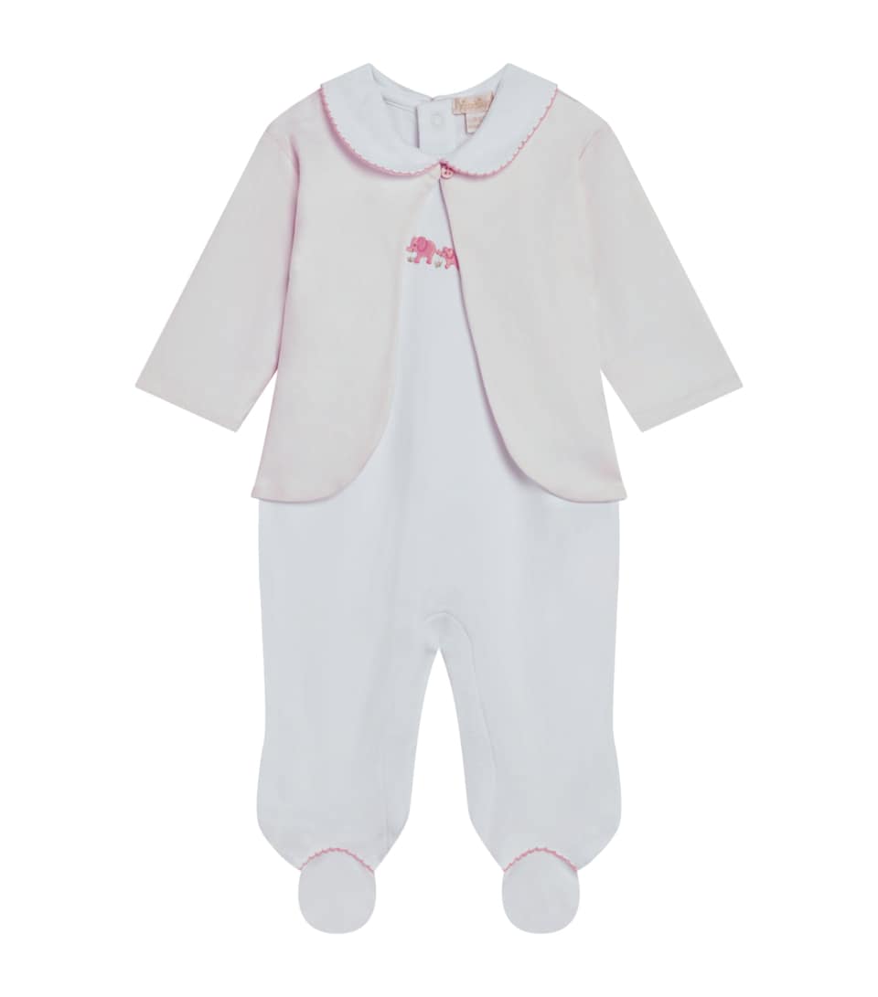 Pima Cotton Elephant Cardigan and All-In-One Set (Newborn - 6 Months)