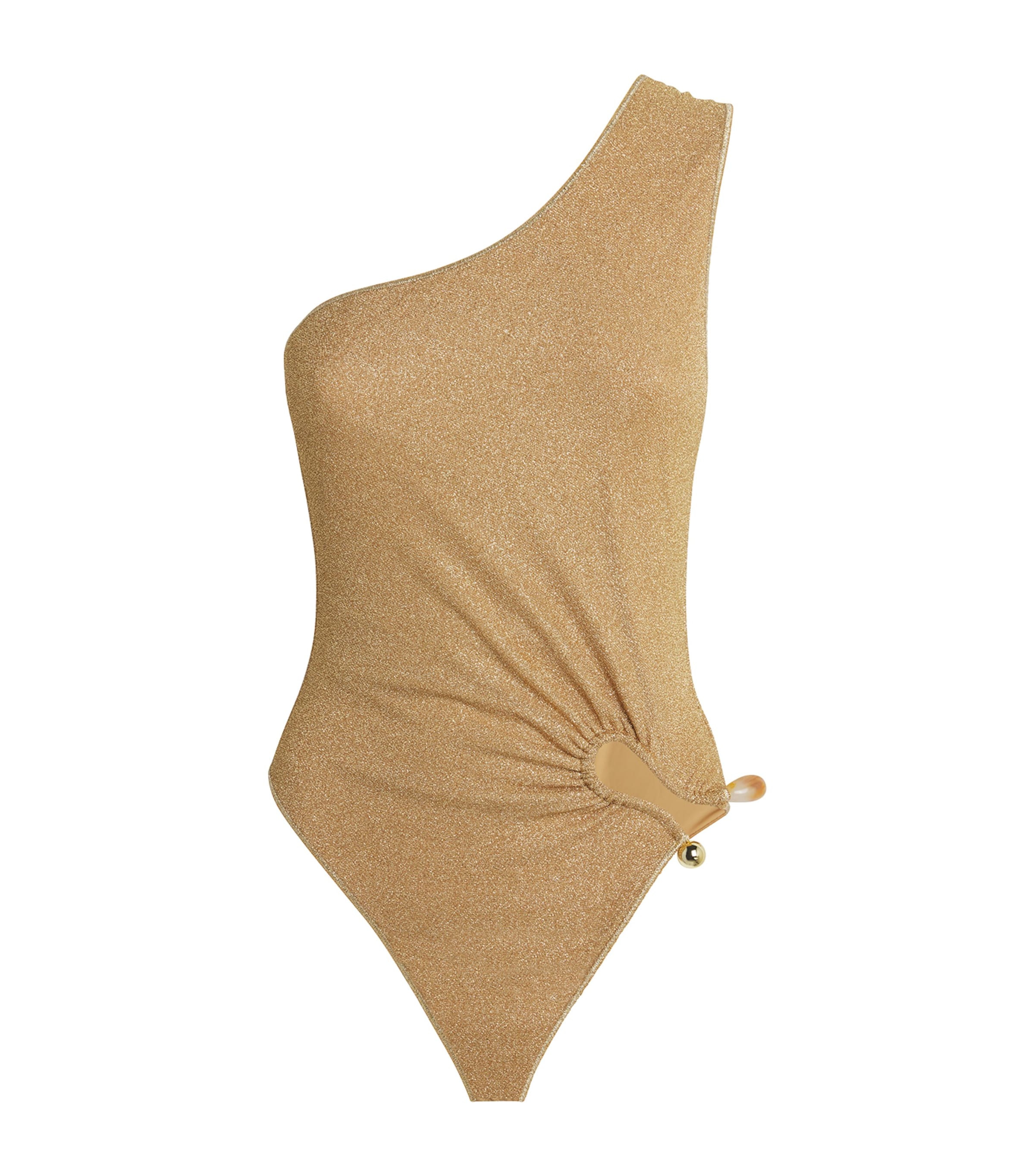 Oséree Womens One-Shoulder Lumière Swimsuit Gold