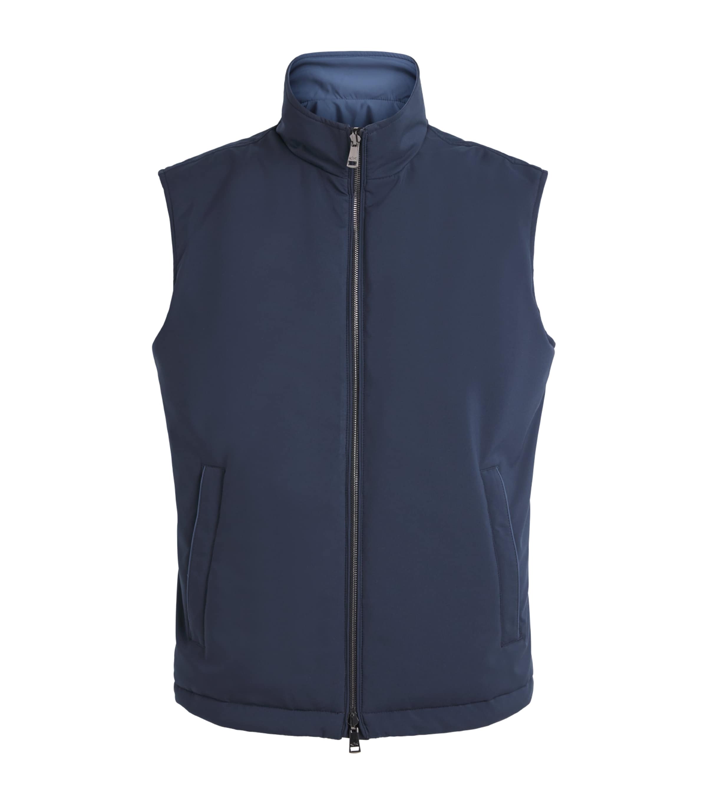 Paul & Shark Mens Padded Reversible Gilet Blue/ Cadet Blue
