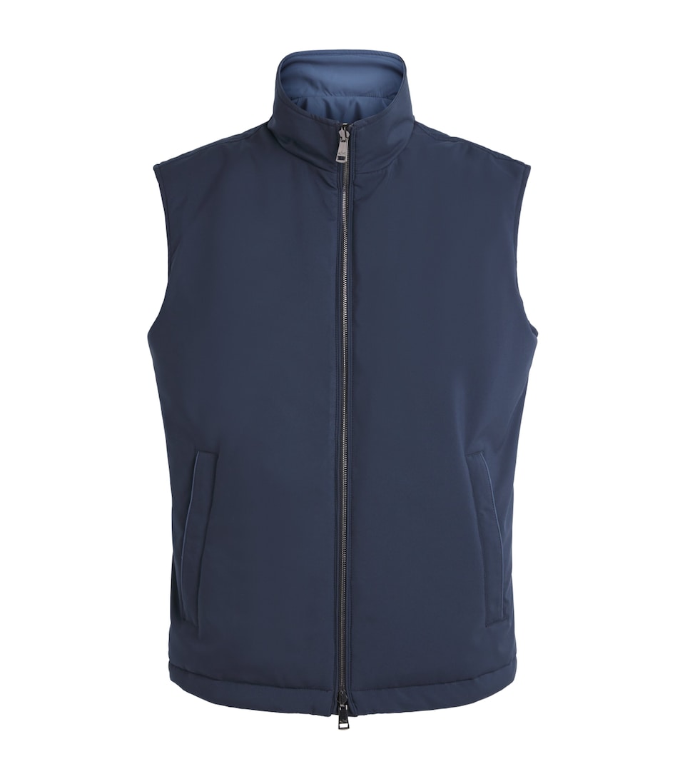 Paul & Shark Mens Padded Reversible Gilet Blue/ Cadet Blue