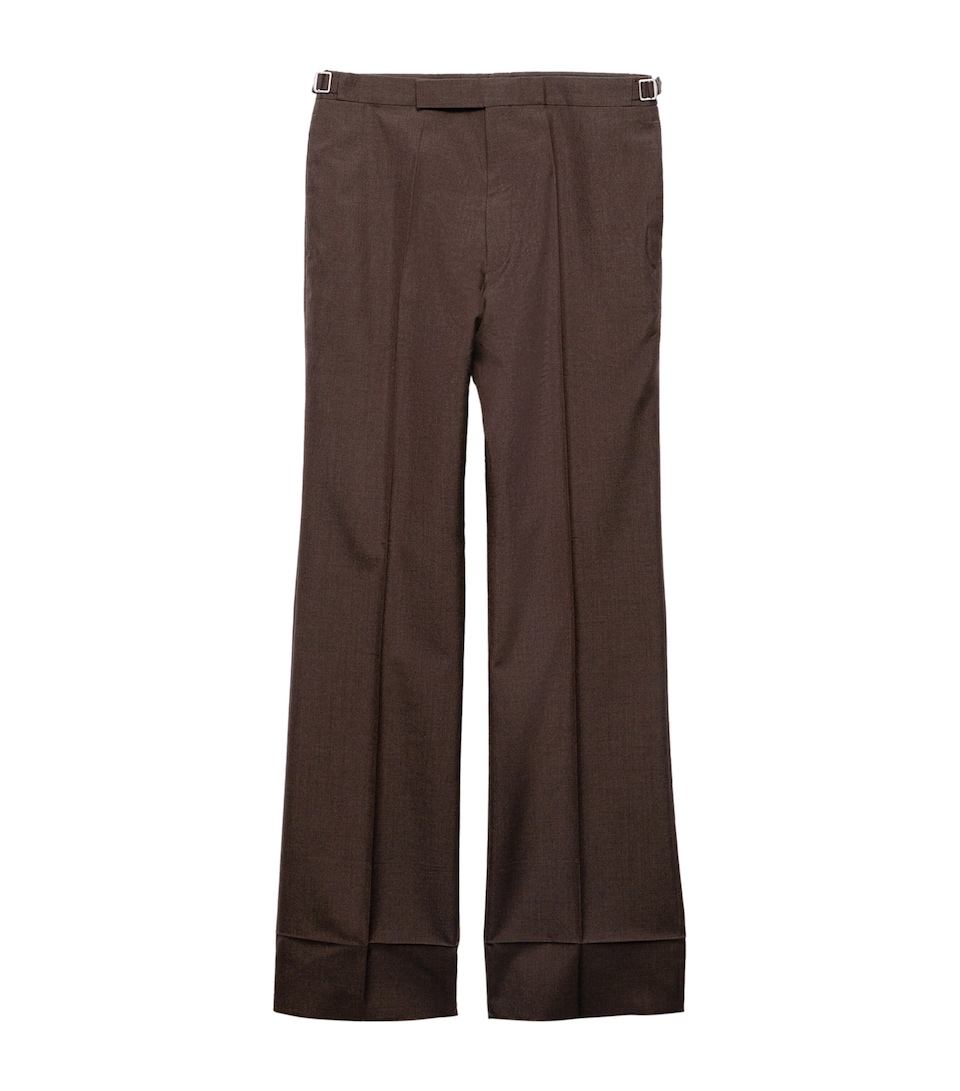 Mohair-Silk Straight Tailored Trousers