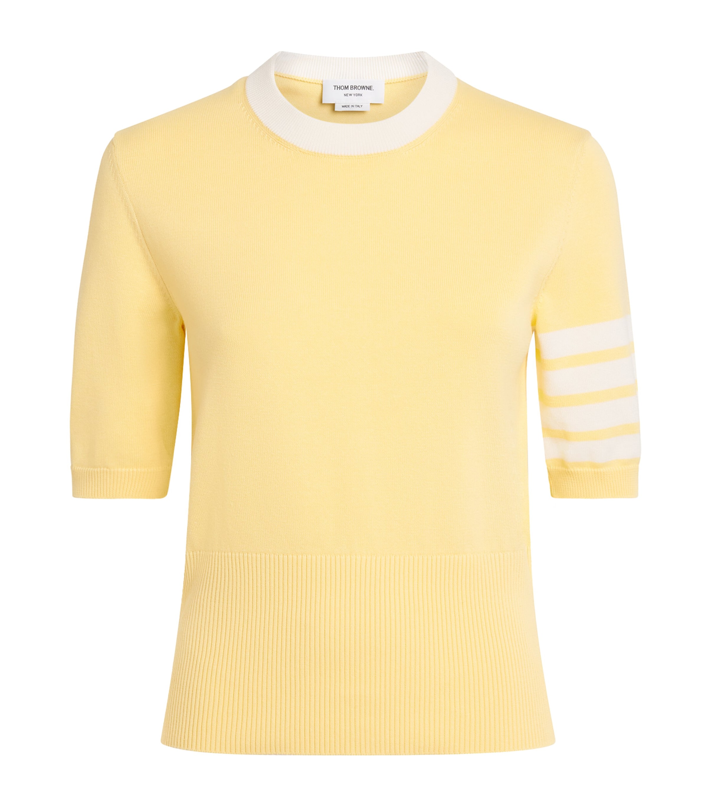 Thom Browne Womens Cotton Hector Intarsia T-Shirt Light Yellow