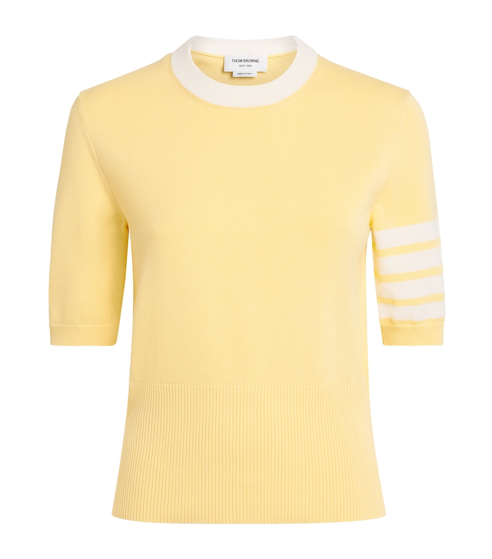 Thom Browne Womens Cotton Hector Intarsia T-Shirt Light Yellow