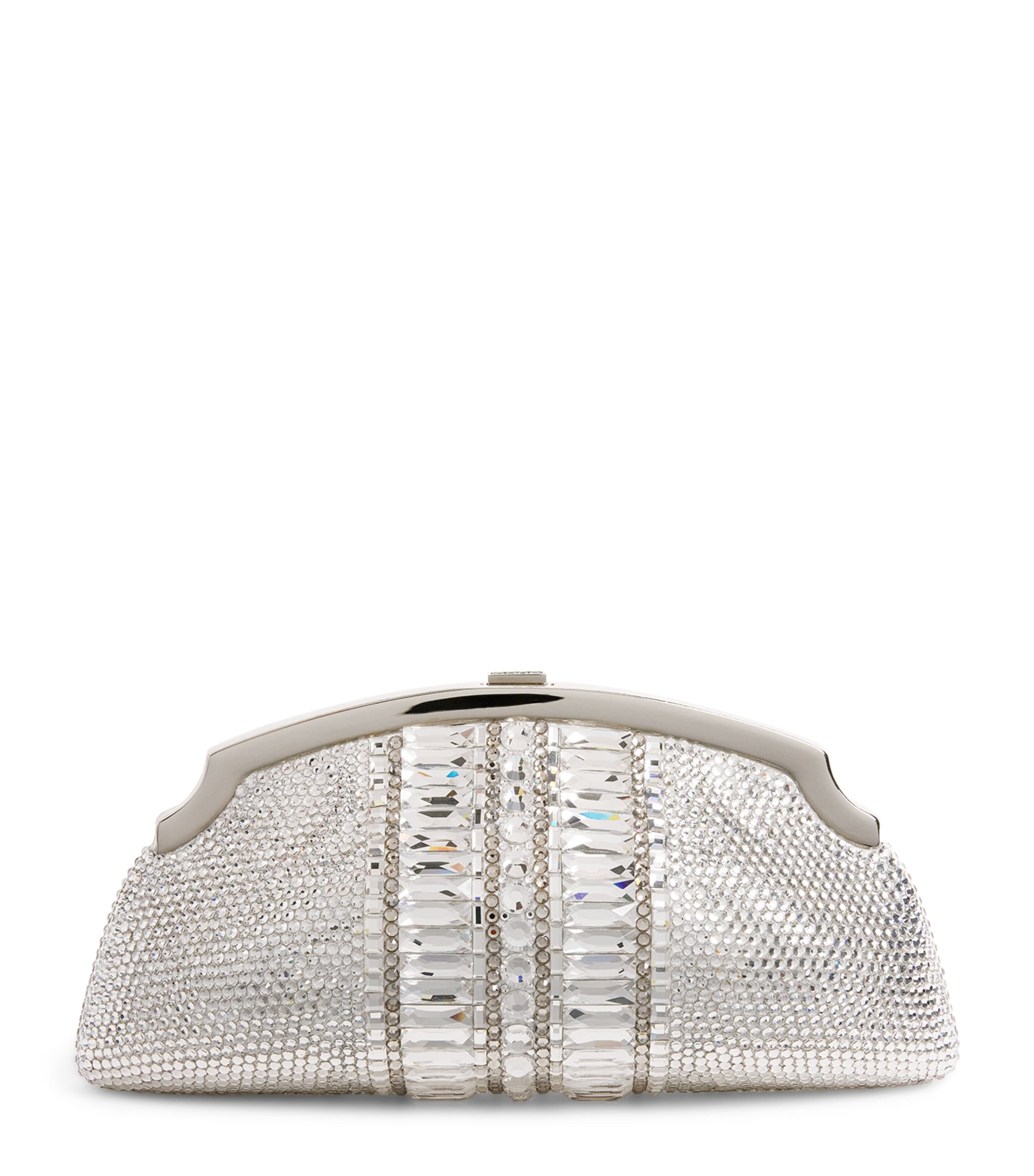 Judith Leiber Mini Crystal Venetian Clutch Bag Silver Rhine Multi