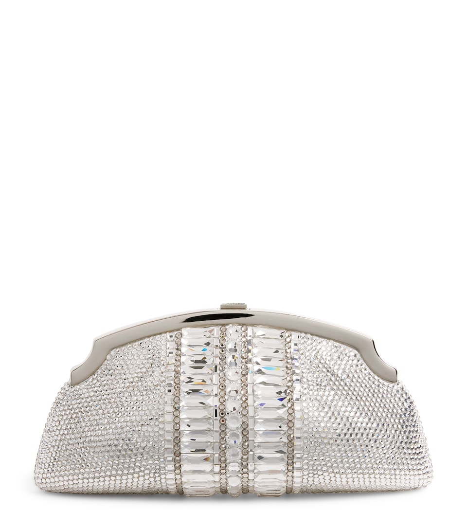 Judith Leiber Mini Crystal Venetian Clutch Bag Silver Rhine Multi