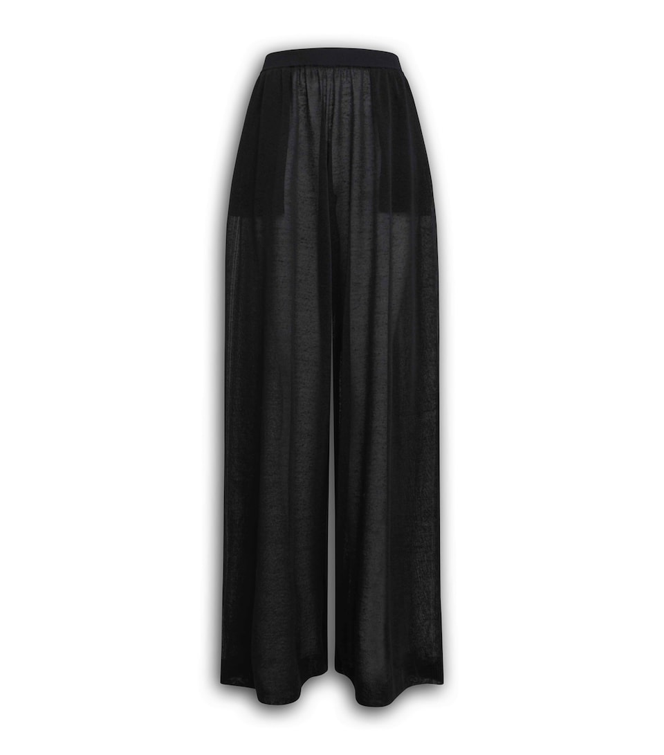 Linen-Silk Wide-Leg Trousers