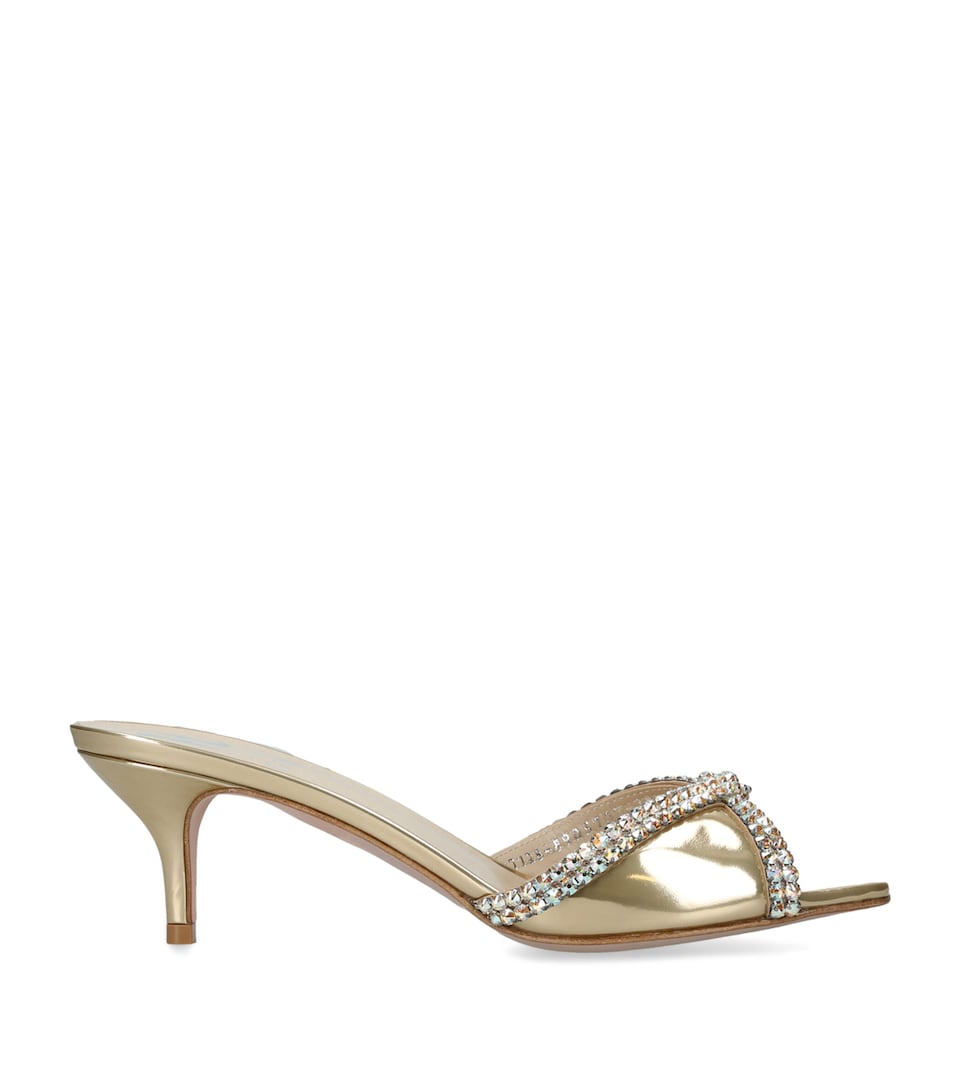 Gina Swarovski Crystal-Embellished Maia Mules 50 Champagne