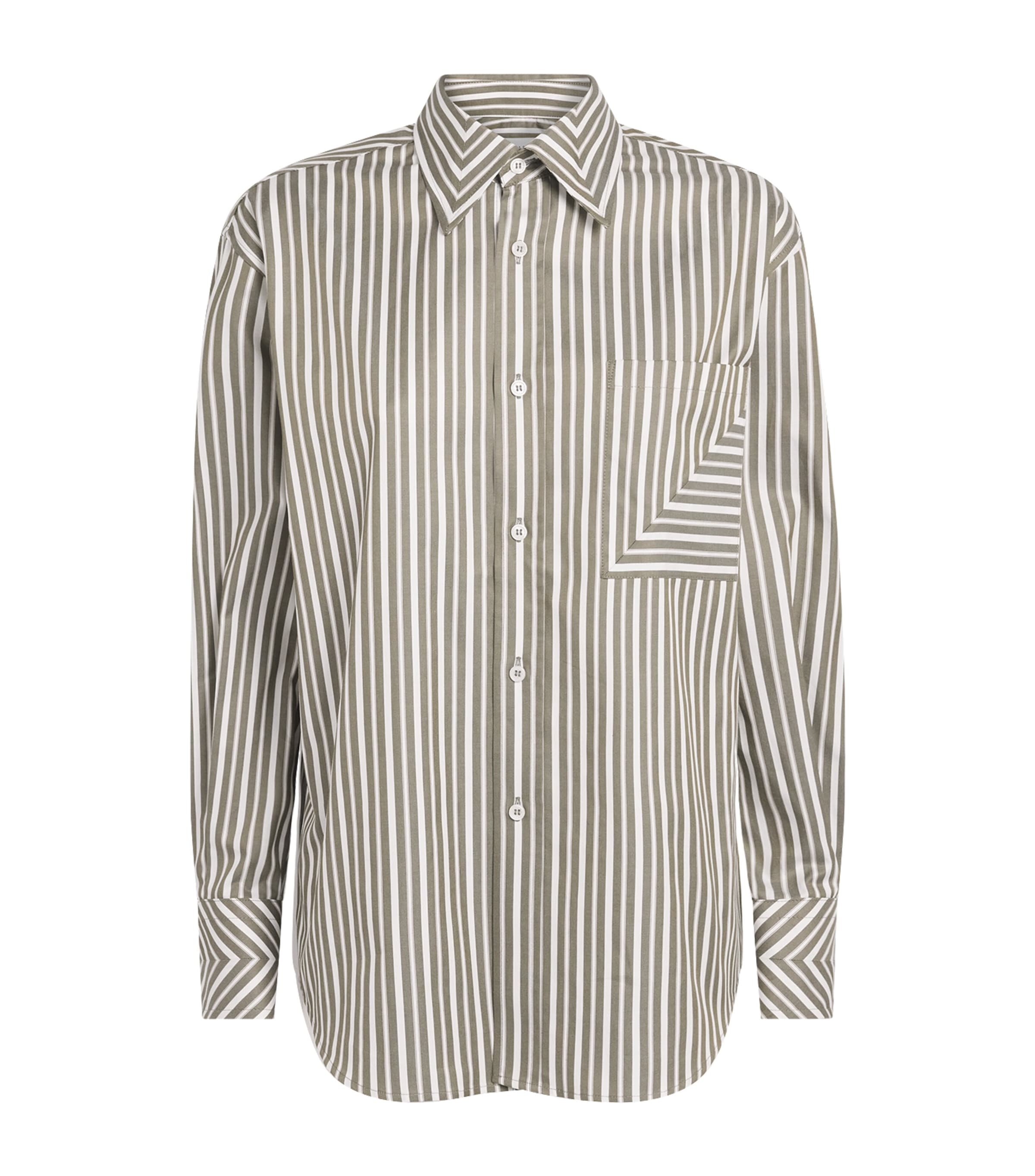 Victoria Beckham Womens Stripe Pocket-Detail Shirt Grn/wt