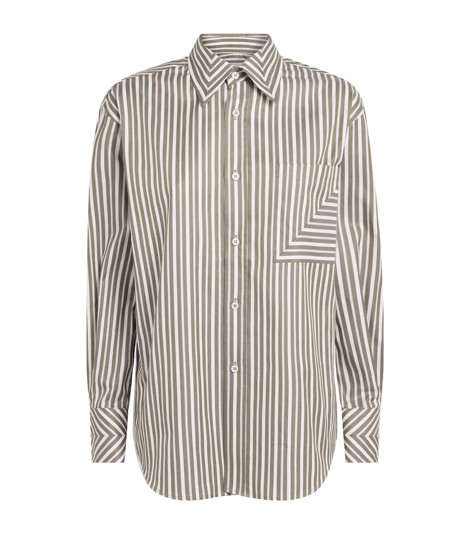 Victoria Beckham Womens Stripe Pocket-Detail Shirt Grn/wt