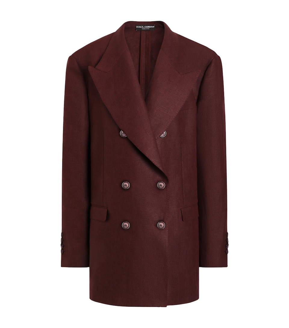 Dolce&Gabbana Womens Linen Canvas Double-Breasted Jacket Brow