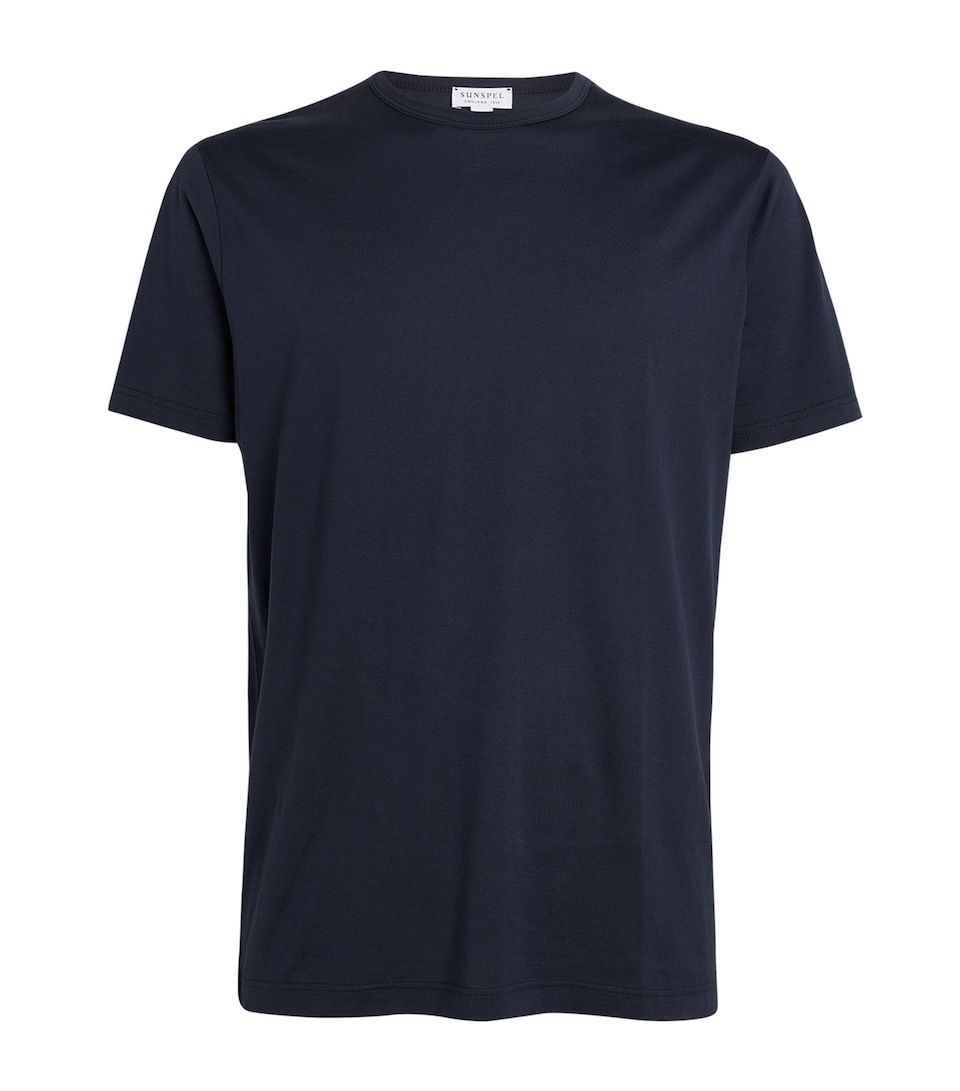 Sunspel Mens Supima Cotton Classic T-Shirt Buaa Navy