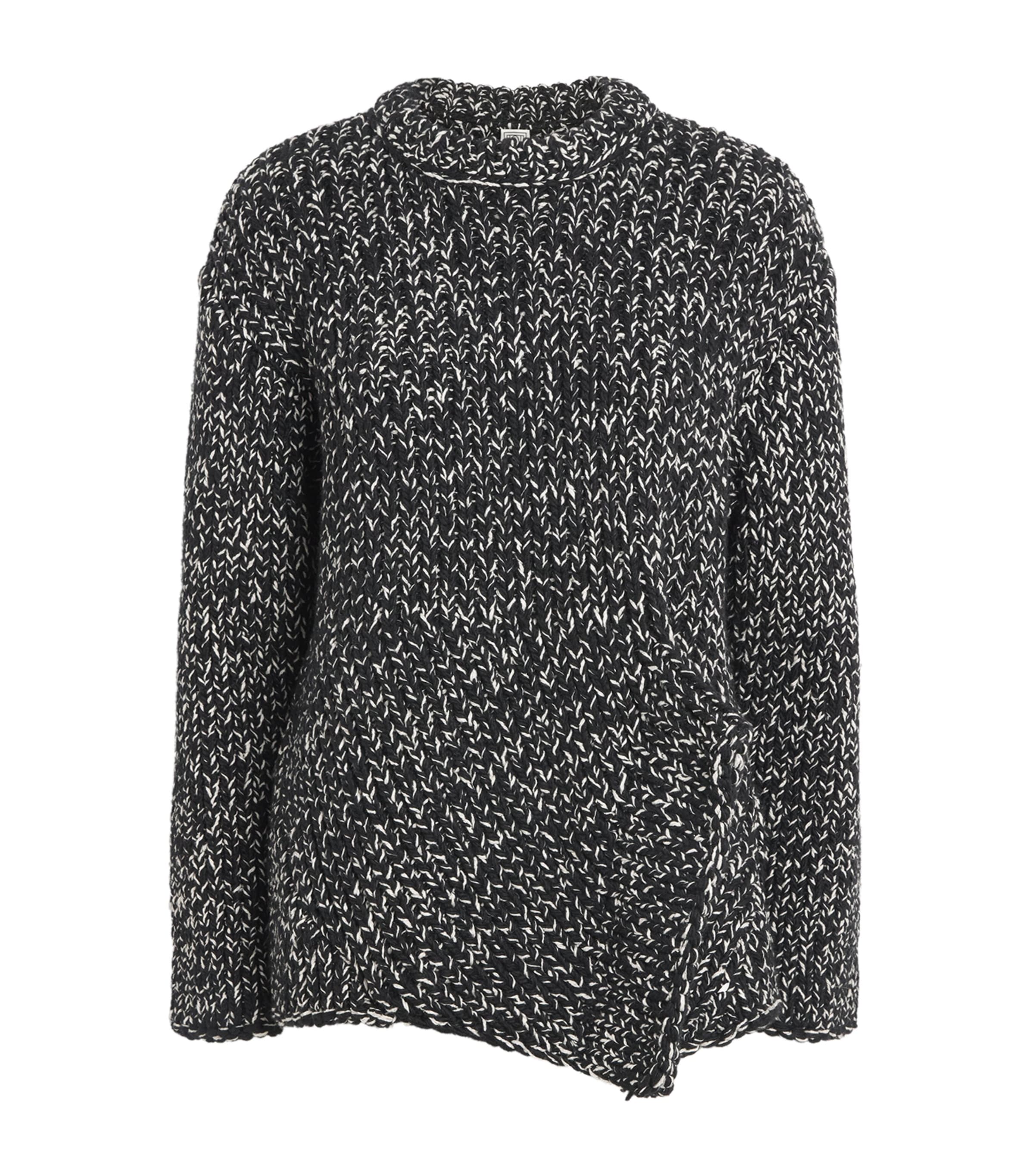 Toteme Womens Wool-Silk Flecked Sweater Black/ecru