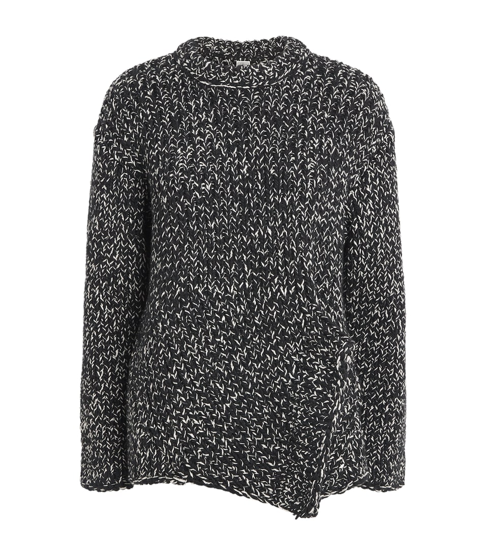 Toteme Womens Wool-Silk Flecked Sweater Black/ecru