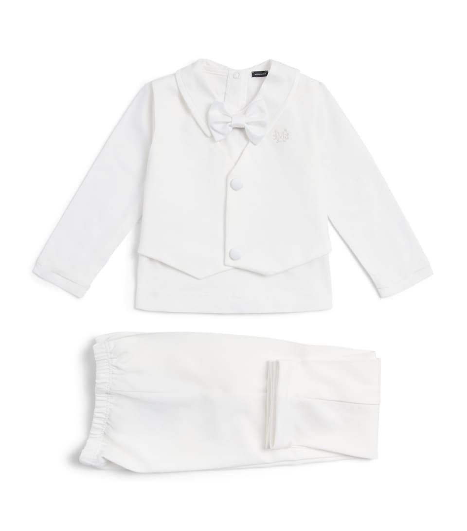 Monnalisa Cotton-Blend Shirt and Trousers Set (1-18 Months) Panna
