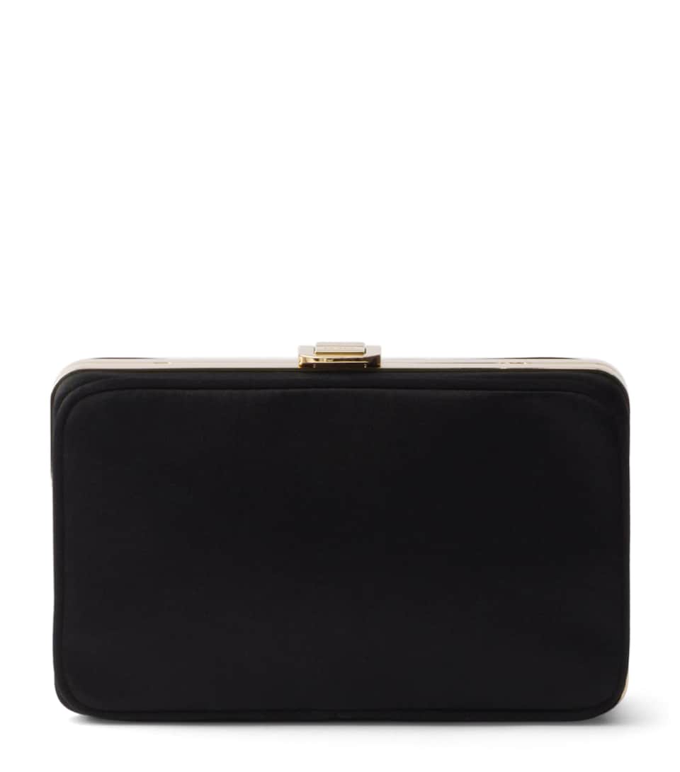 Prada Mini Satin Clutch with Shoulder Strap Black