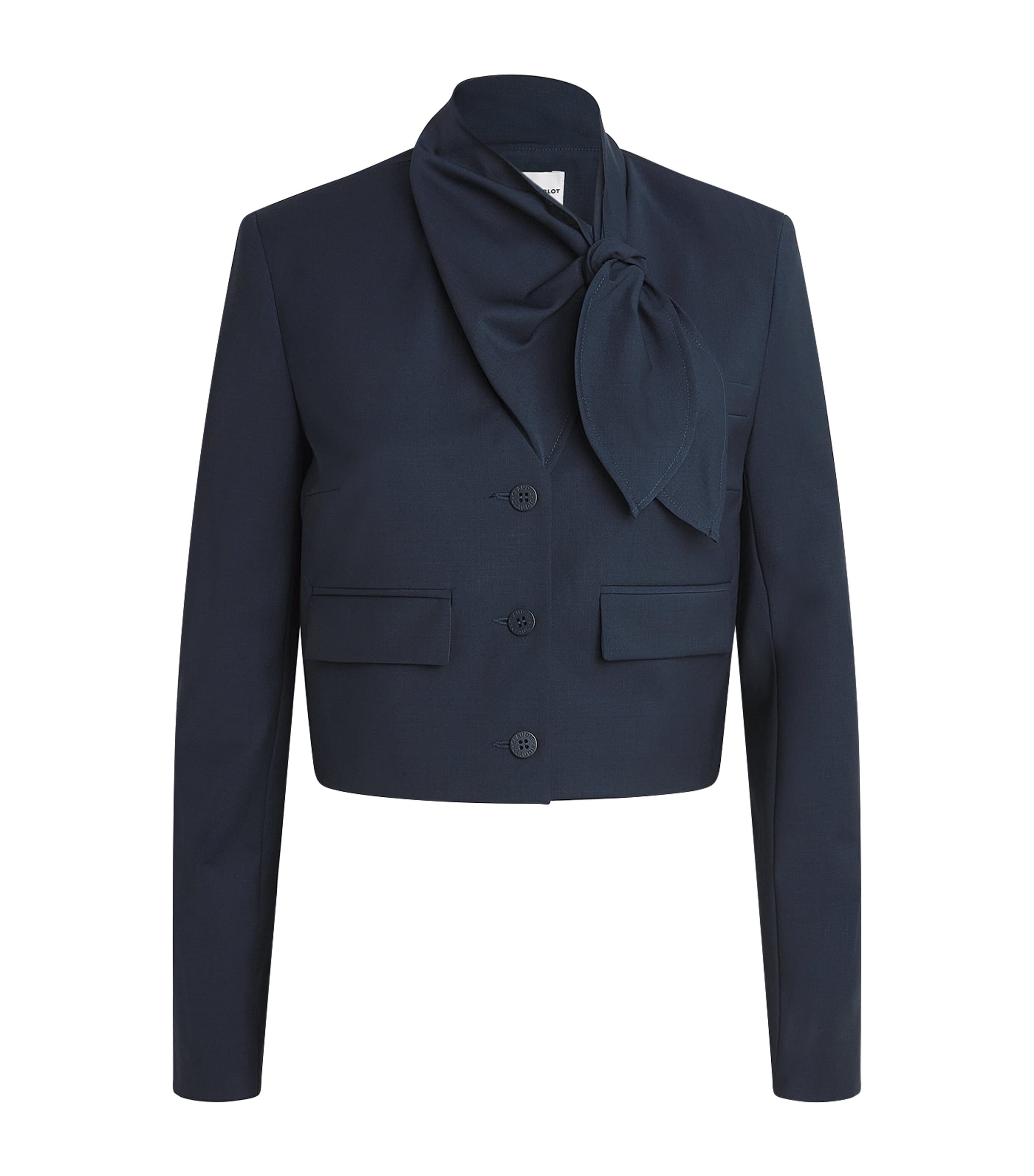 Claudie Pierlot Womens Wool-Blend Scarf-Neck Jacket Navy