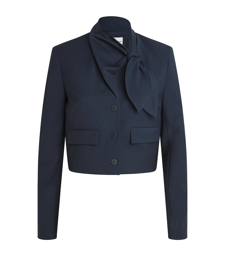 Claudie Pierlot Womens Wool-Blend Scarf-Neck Jacket Navy