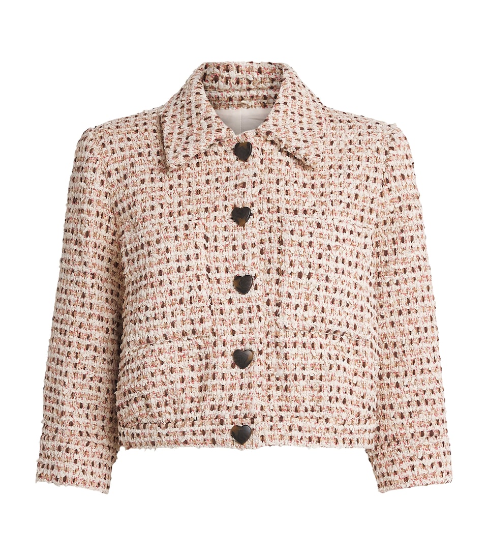L'Agence Womens Tweed Jia Cropped Jacket Ivr/pk/dk Br/svr Twd
