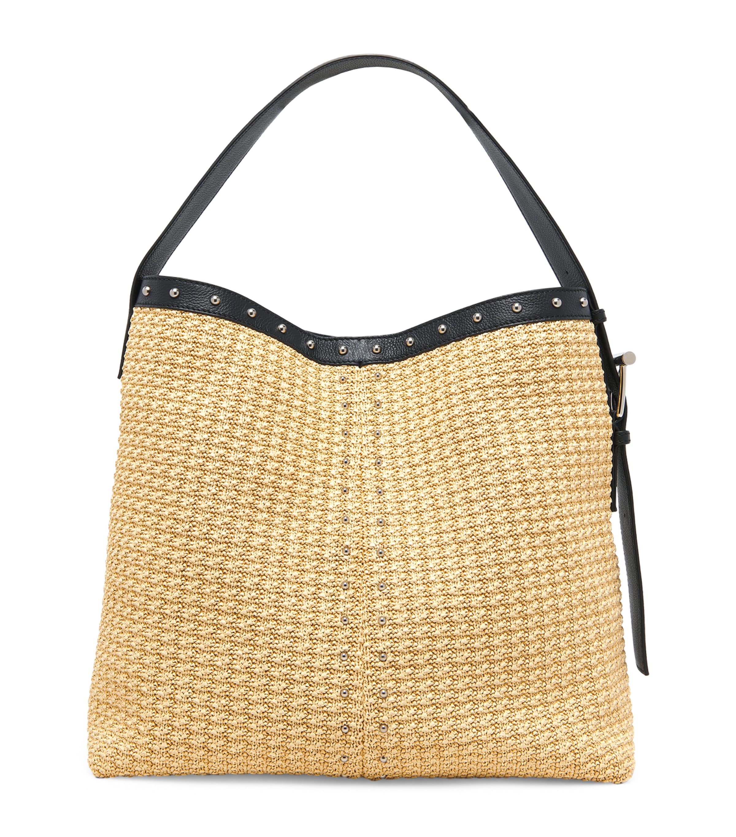 Woven T-Bar Sling Bucket Bag