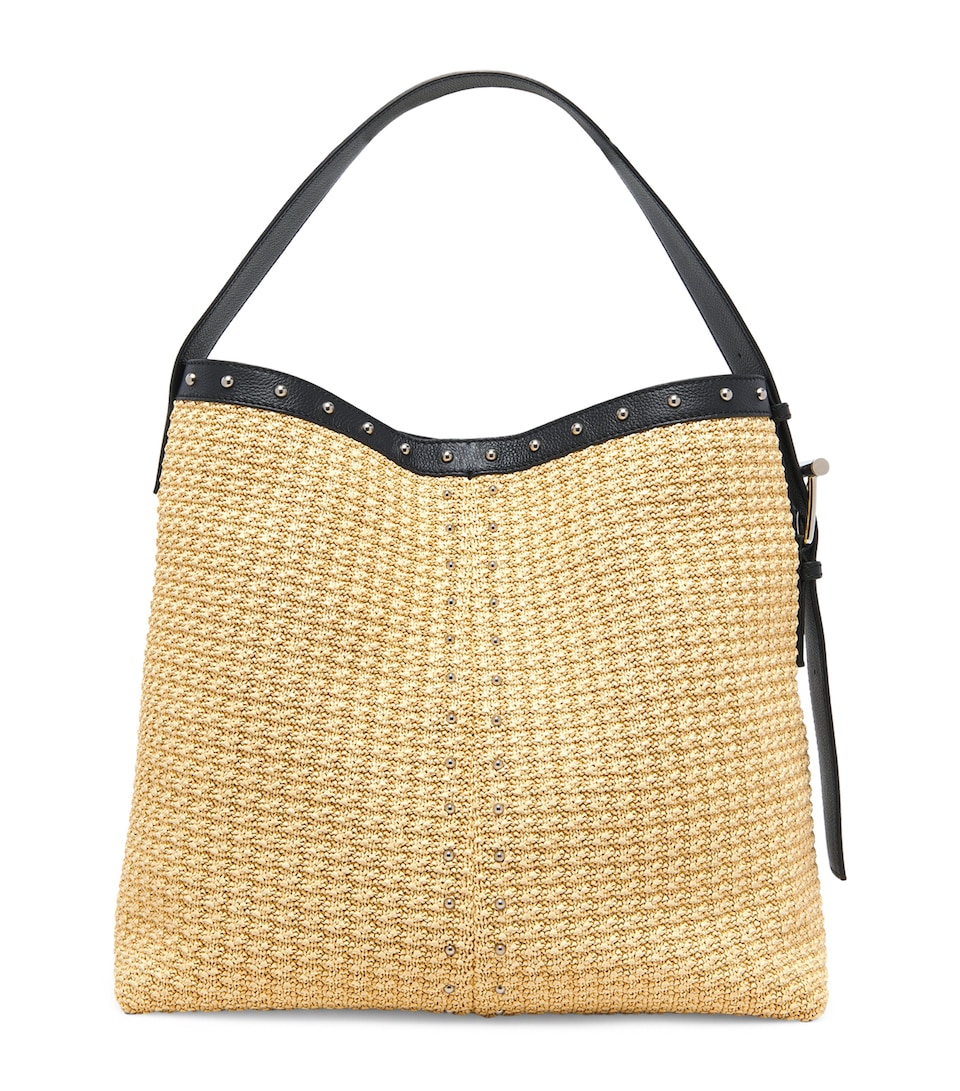 Woven T-Bar Sling Bucket Bag