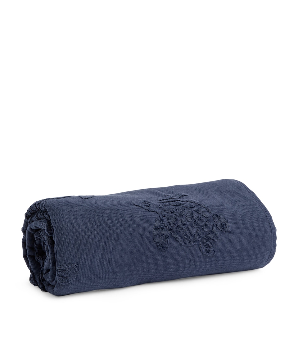 Vilebrequin Organic Cotton Santah Ronde des Tortues Towel (100cm x 180cm) Bleu Marine