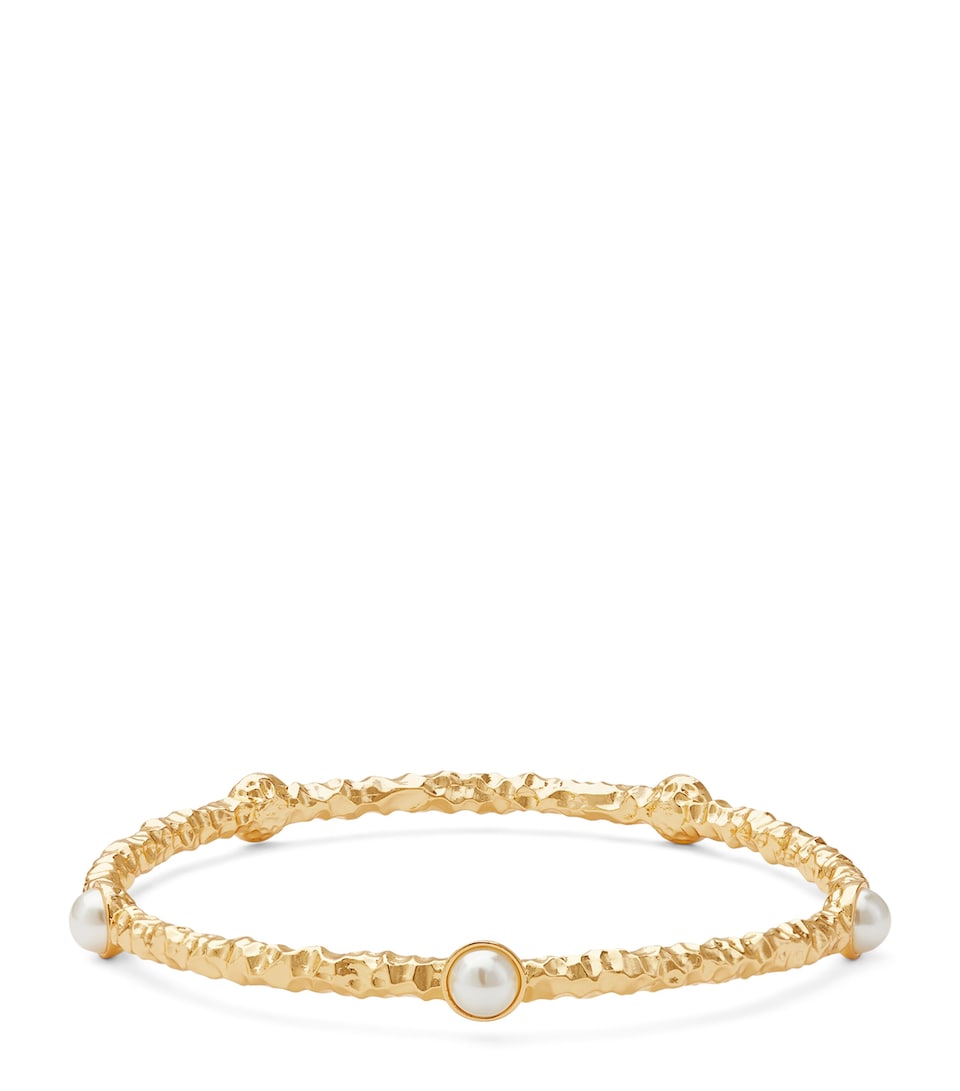 Halcyon Days Gold-Plated Cabochon Torque Bangle Pearl