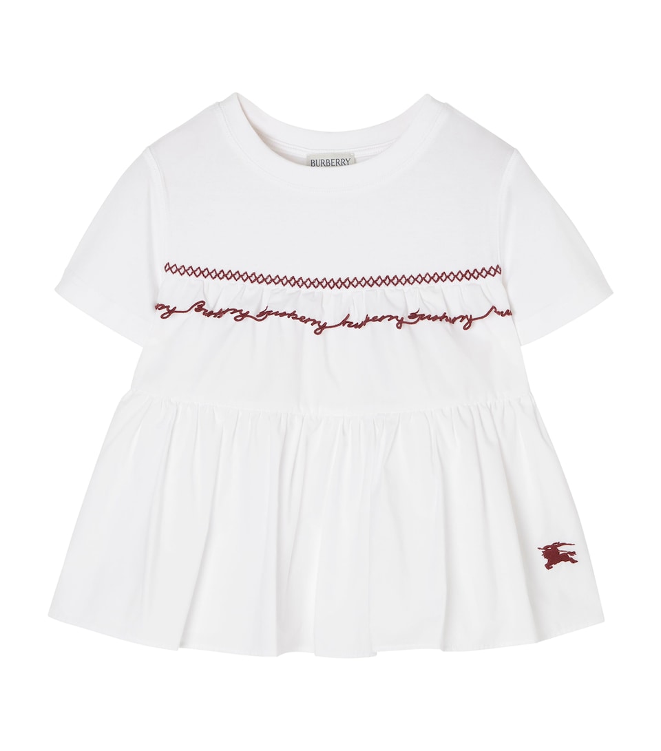 Burberry Kids Cotton EKD Dress (4-12 Years) White