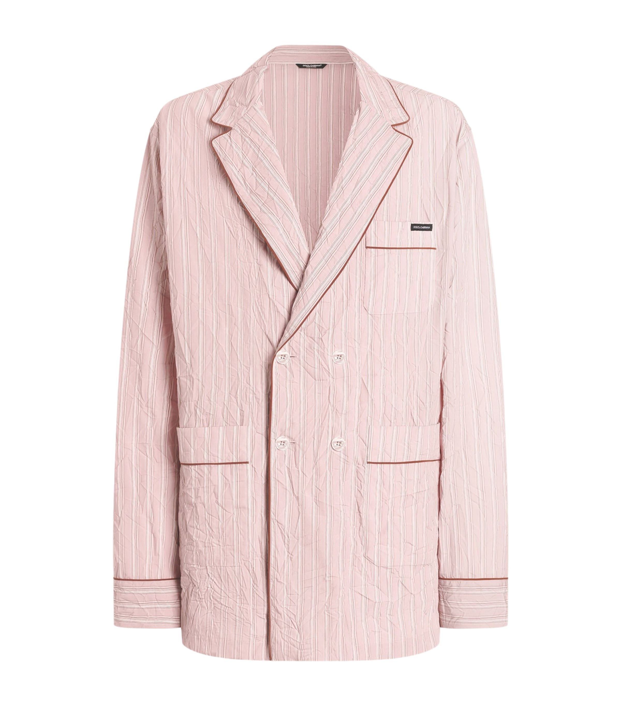 Dolce&Gabbana Mens Crinkled Striped Pyjama-Style Shirt Striped