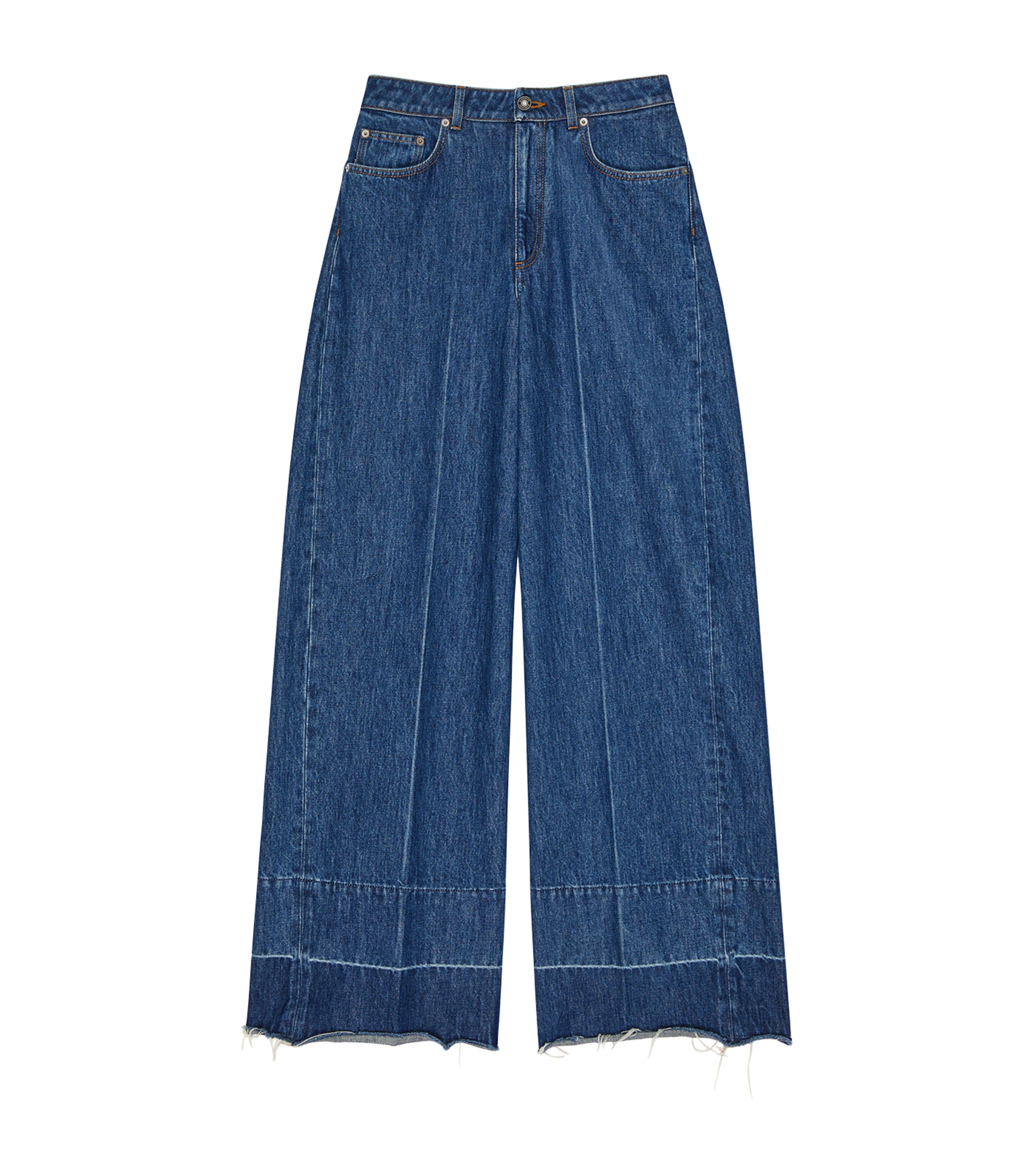 Givenchy Womens Raw-Edge Wide-Leg Jeans