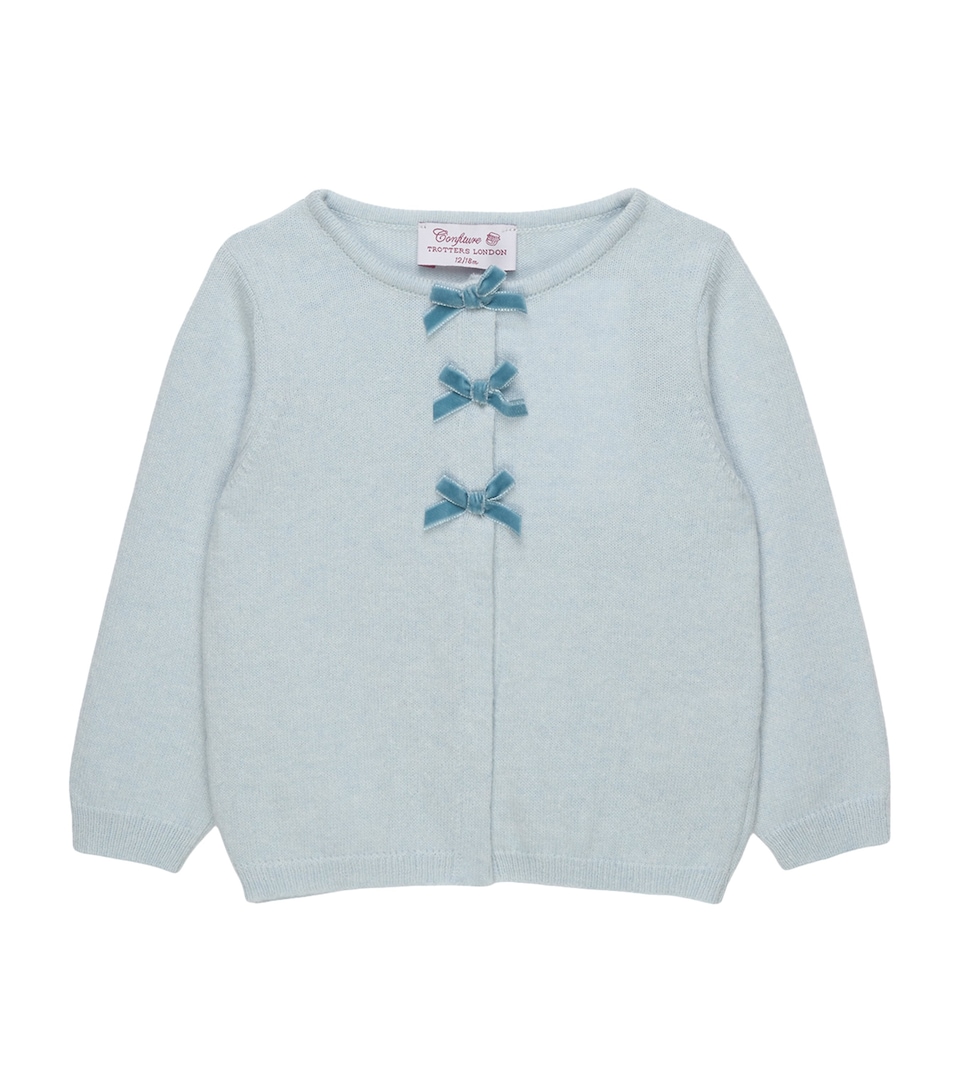 Trotters Knitted Bow Cardigan (3-24 Months) Pale Blue