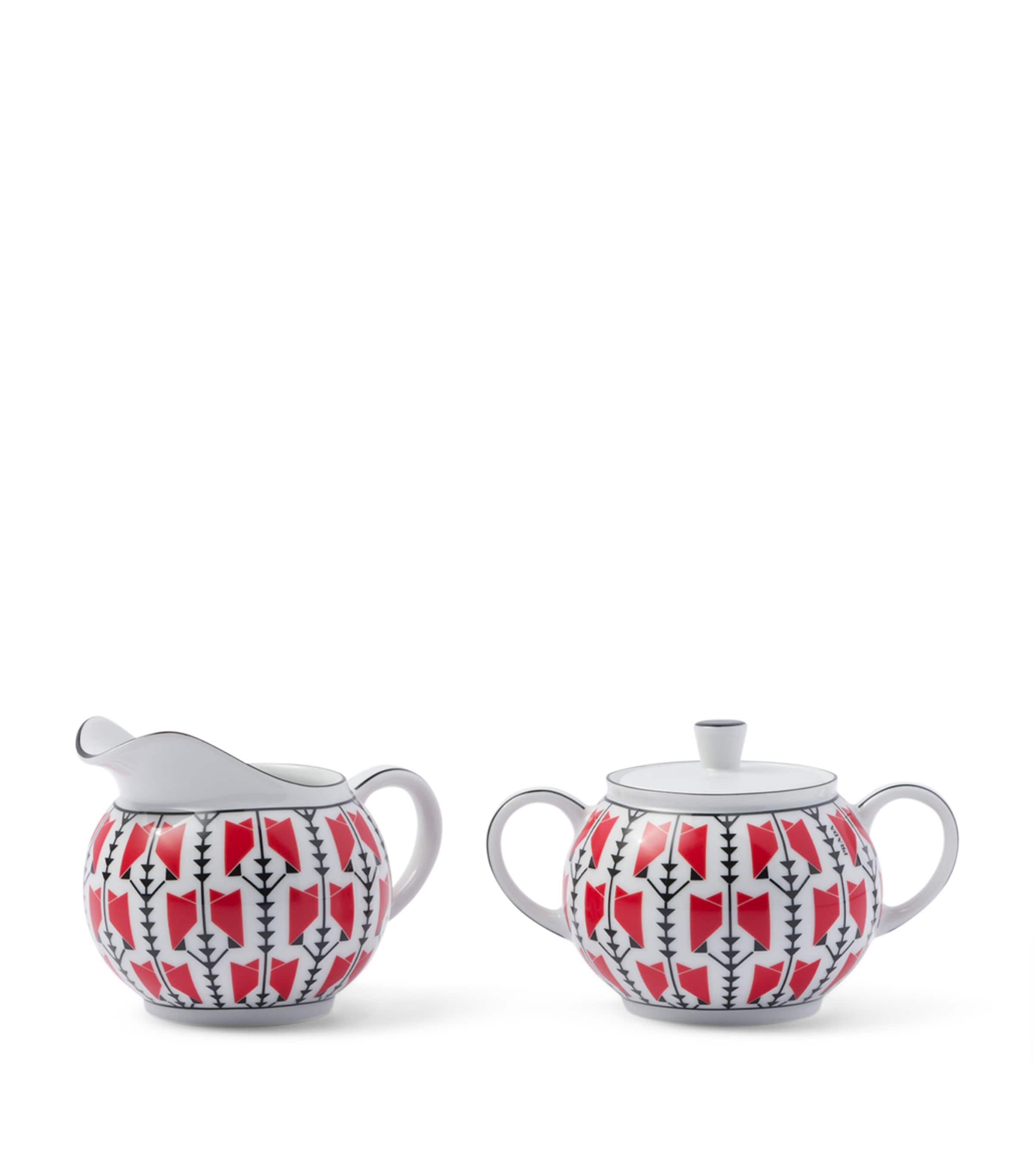 Prada Porcelain Vienna Arrows Creamer Jug and Sugar Pot Set