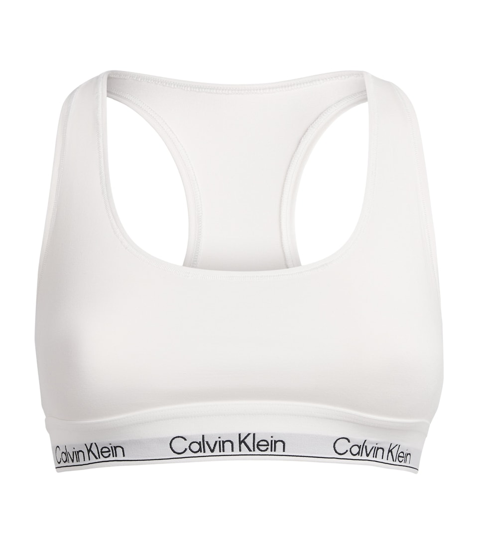 Calvin Klein Womens Cotton-Blend Icon Unlined Bralette White