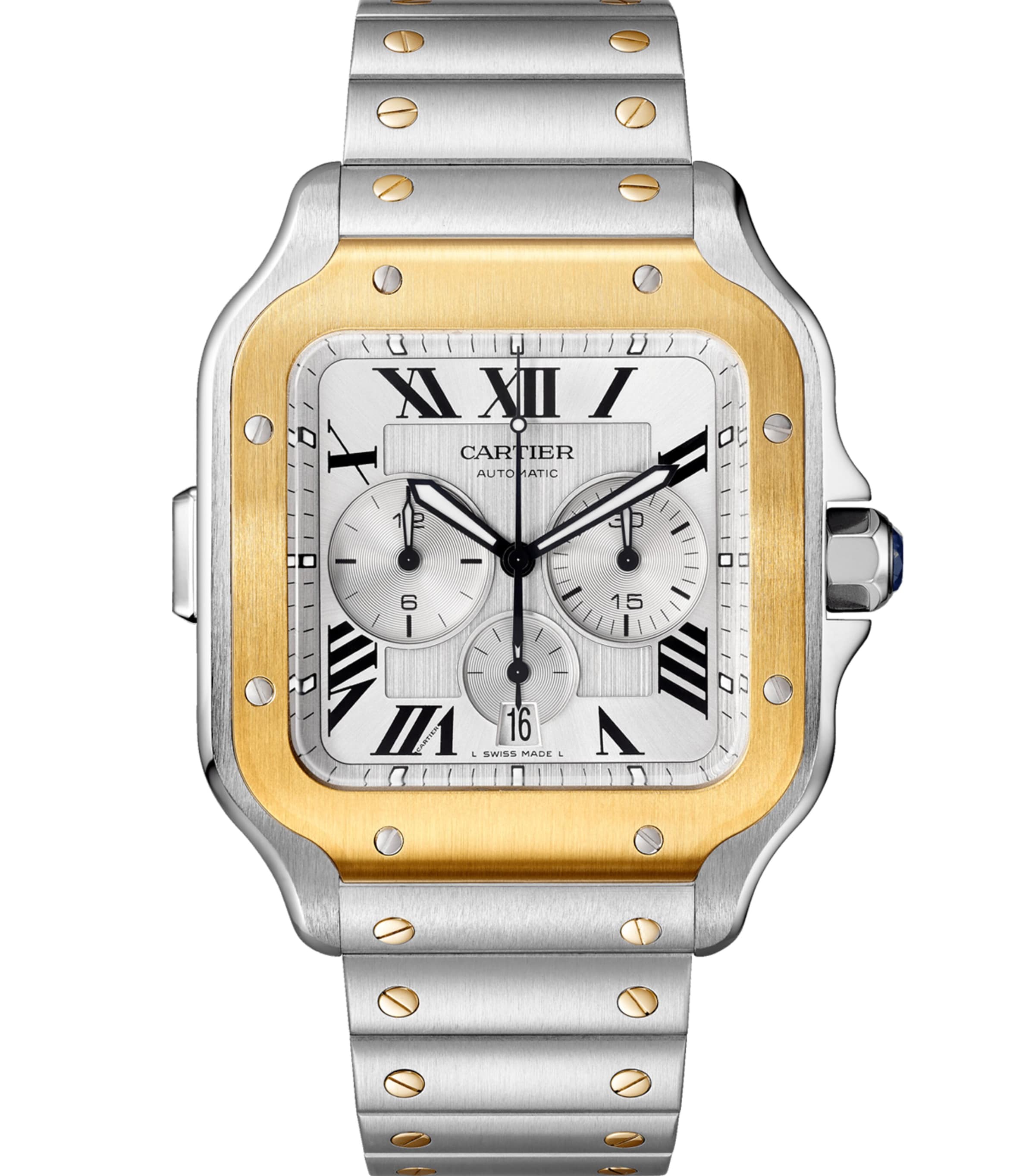 Stainless Steel and Yellow Gold Santos de Cartier Watch 43.3mm