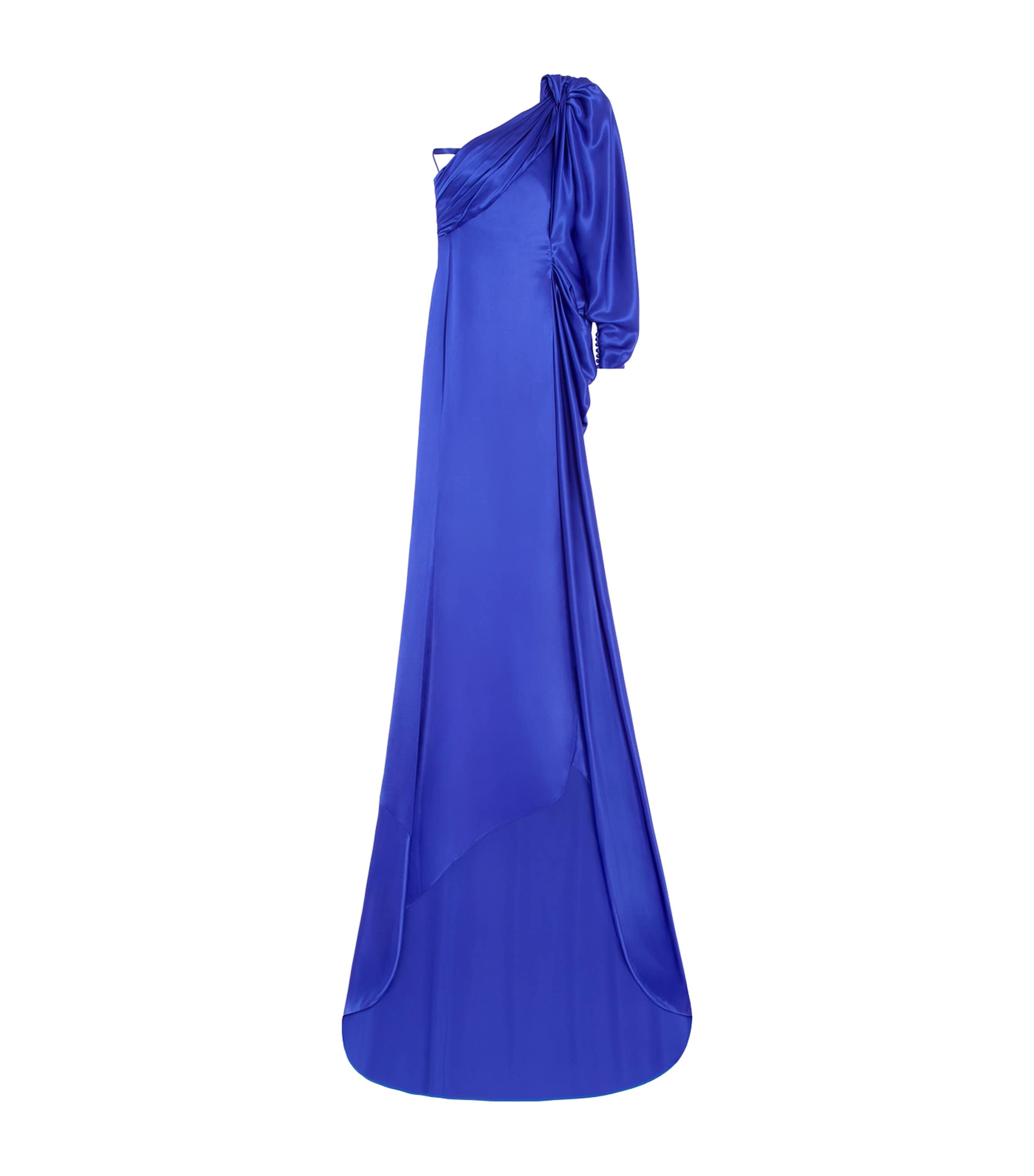 Silk Satin One-Shoulder Gown