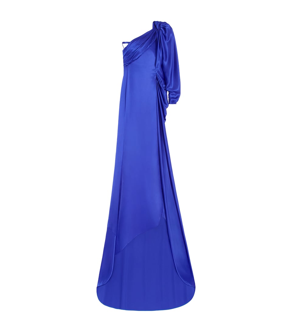 Silk Satin One-Shoulder Gown