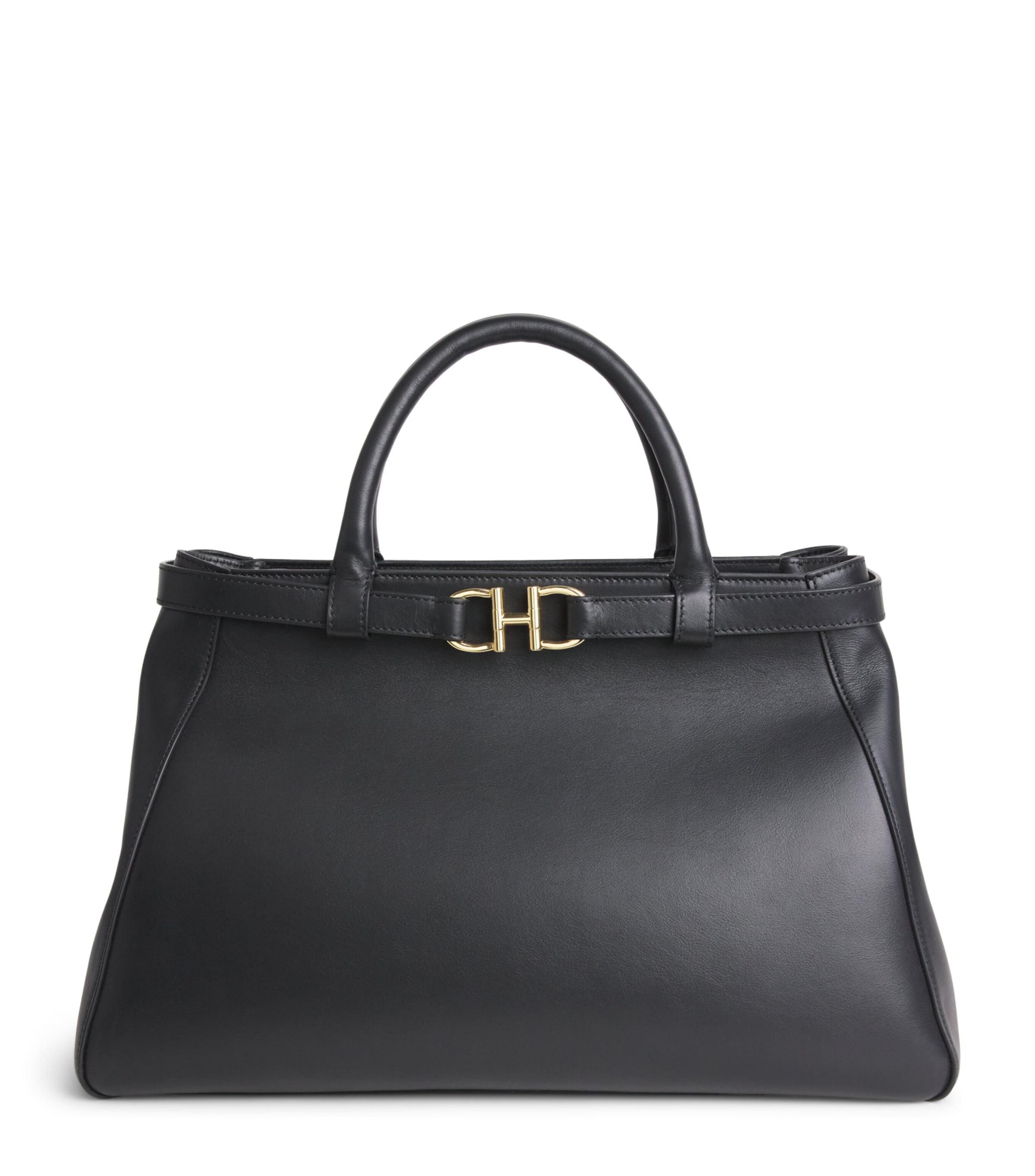 Harrods Medium Leather Grace Top-Handle Bag Black