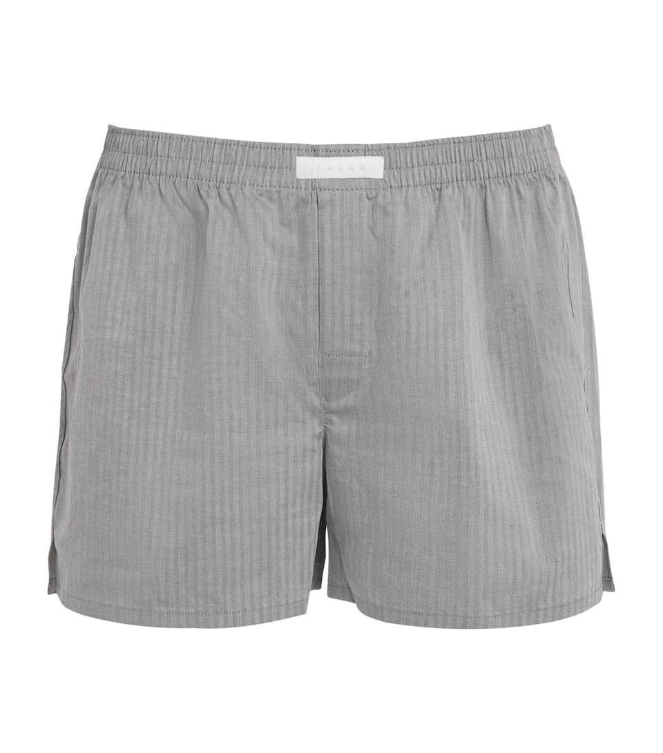 Falke Mens Cotton Woven Boxer Shorts Black/whit